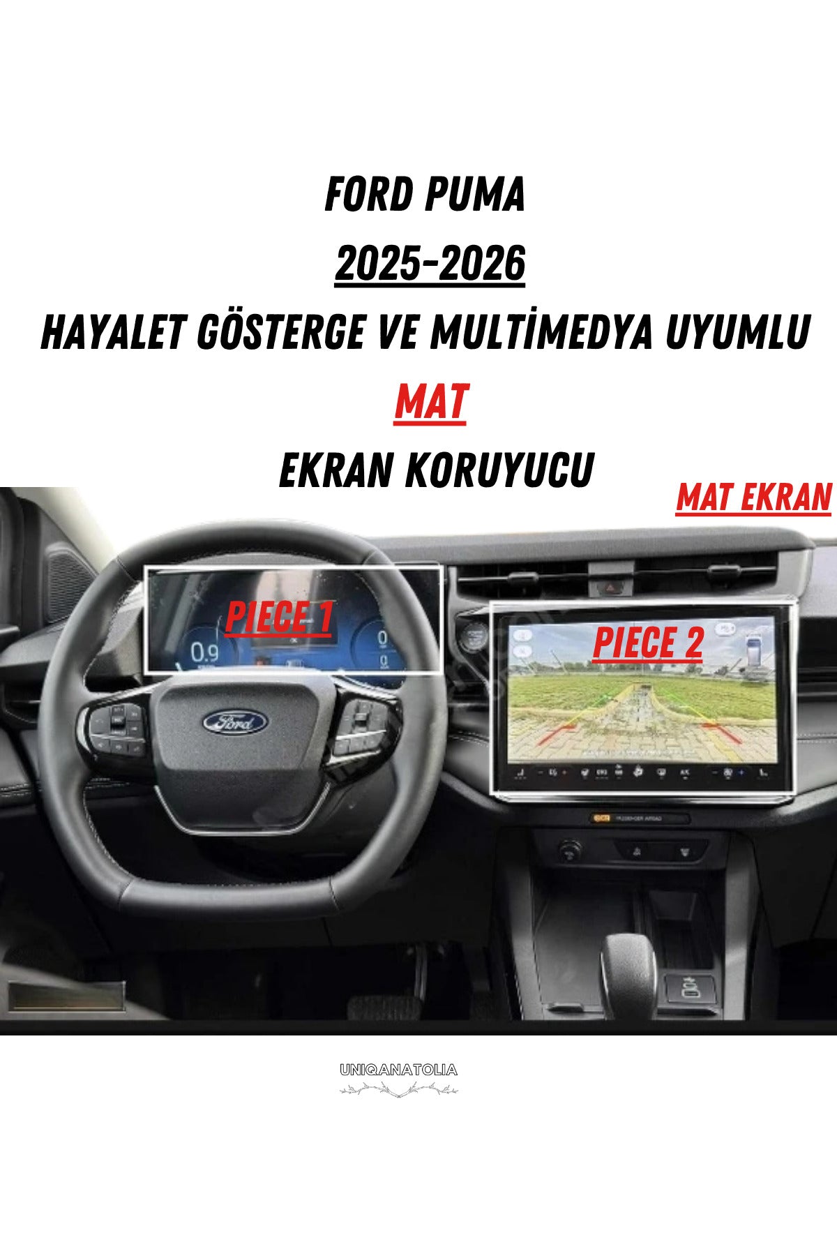 Ford Puma 2025-2026 Hayalet Gösterge Ve Multimedya Uyumlu Set Mat Ekran Koruyucu
