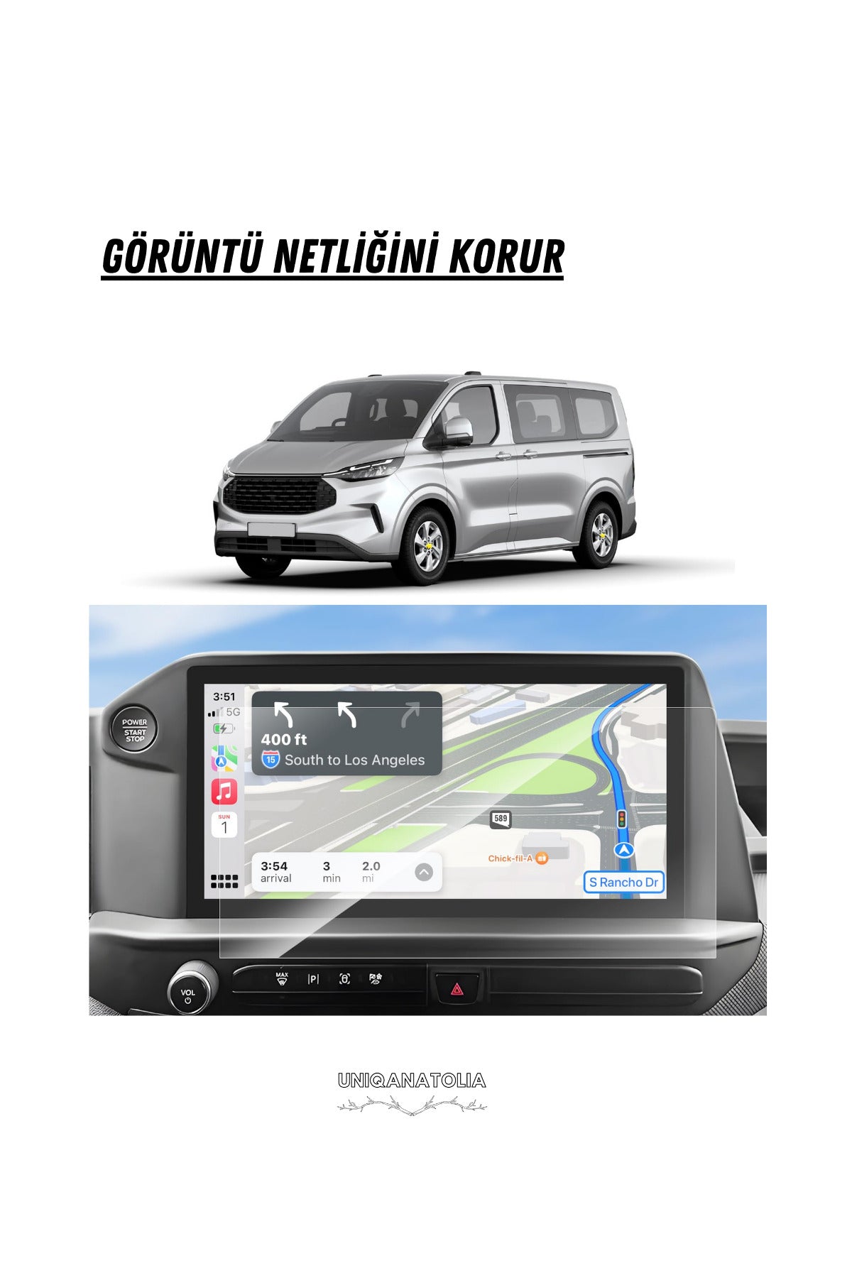 Ford Tourneo Custom 2024-2025 Navigasyon ve Multimedya Uyumlu Nano Ekran Koruyucu