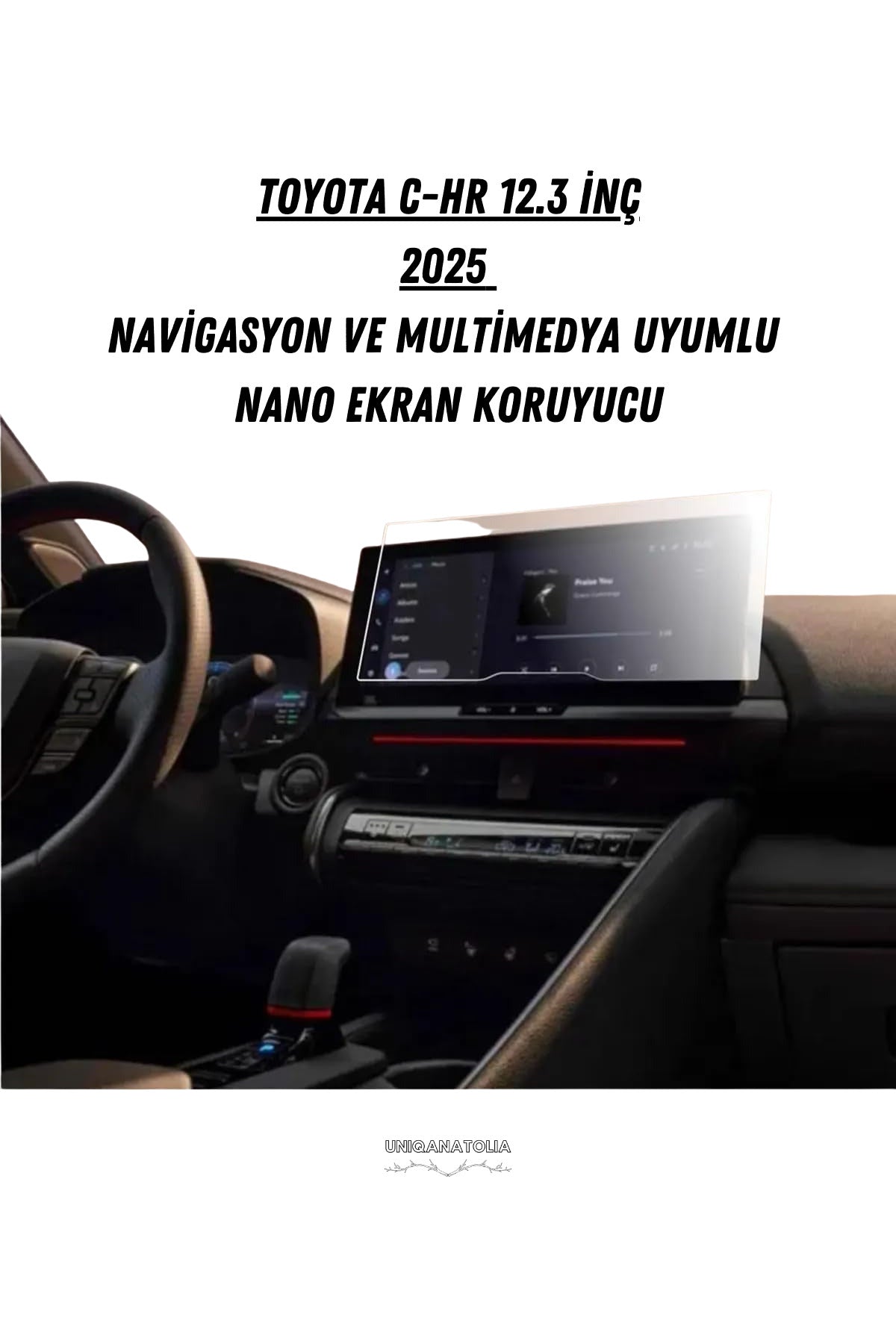 Toyota CHR 2025 Navigasyon ve Multimedya Uyumlu Mat Ekran Koruyucu