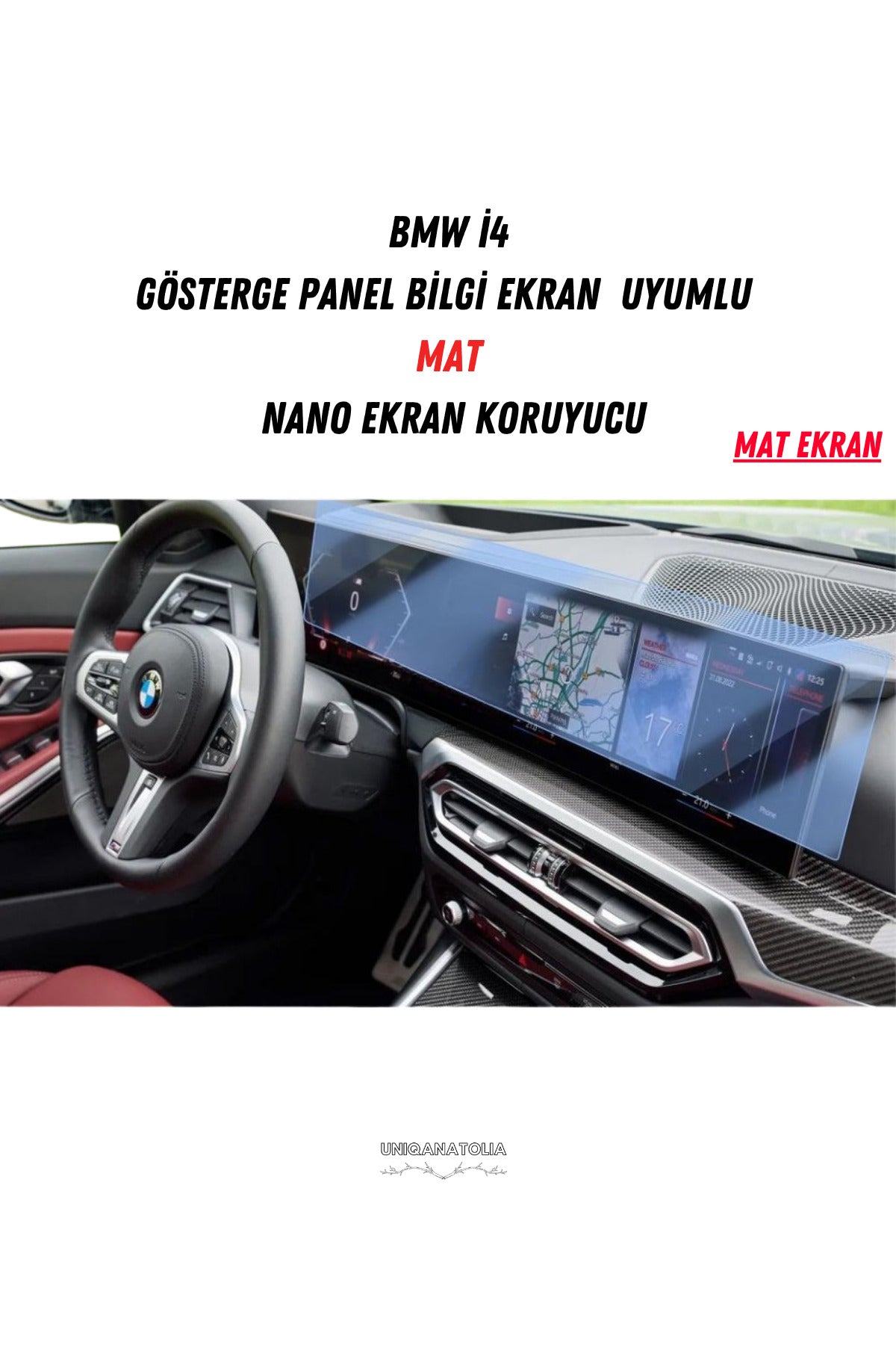 BMW i4 Gösterge Panel ve Bilgi Ekran Uyumlu Mat Ekran Koruyucu