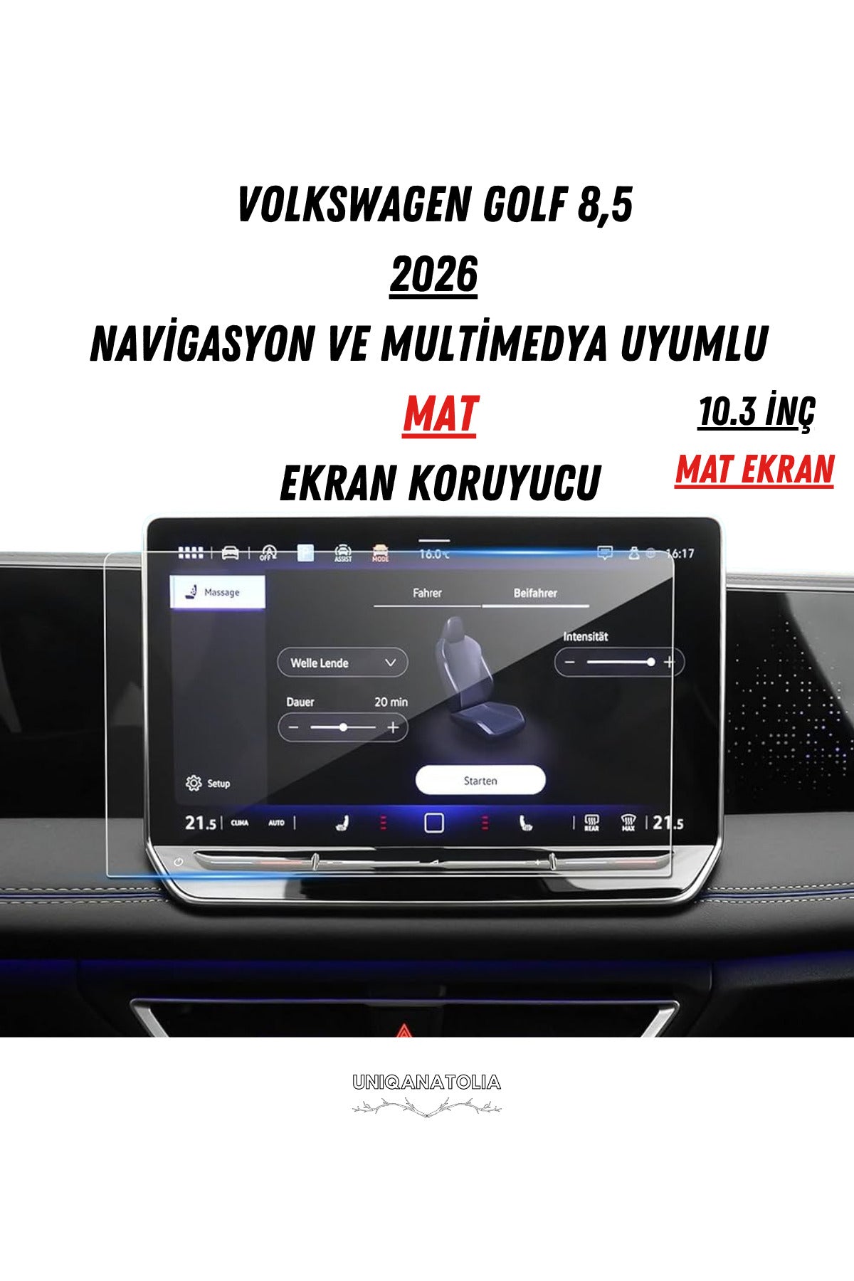 Volkswagen Golf 8.5 2025 Navigasyon Ve Multimedya Uyumlu Nano Ekran Koruyucu