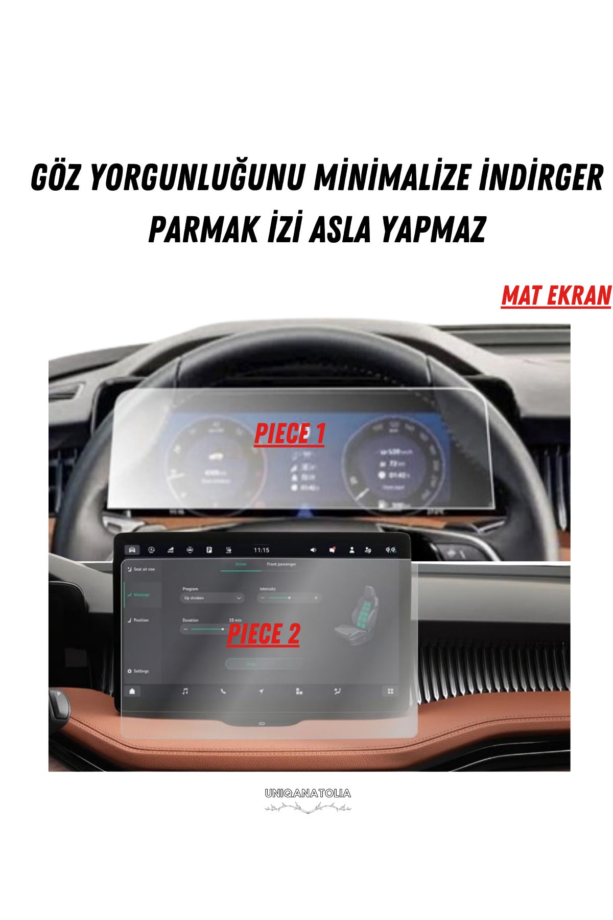 Skoda Superb 2025 Hayalet Gösterge ve Multimedya Uyumlu Mat Ekran Koruyucu