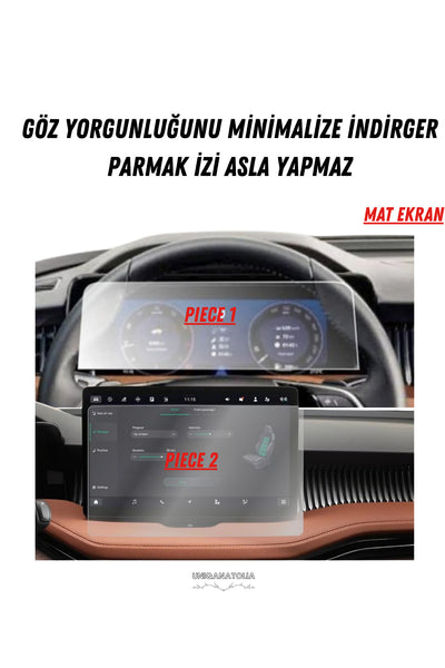 Skoda Superb 2025 Hayalet Gösterge ve Multimedya Uyumlu Mat Ekran Koruyucu