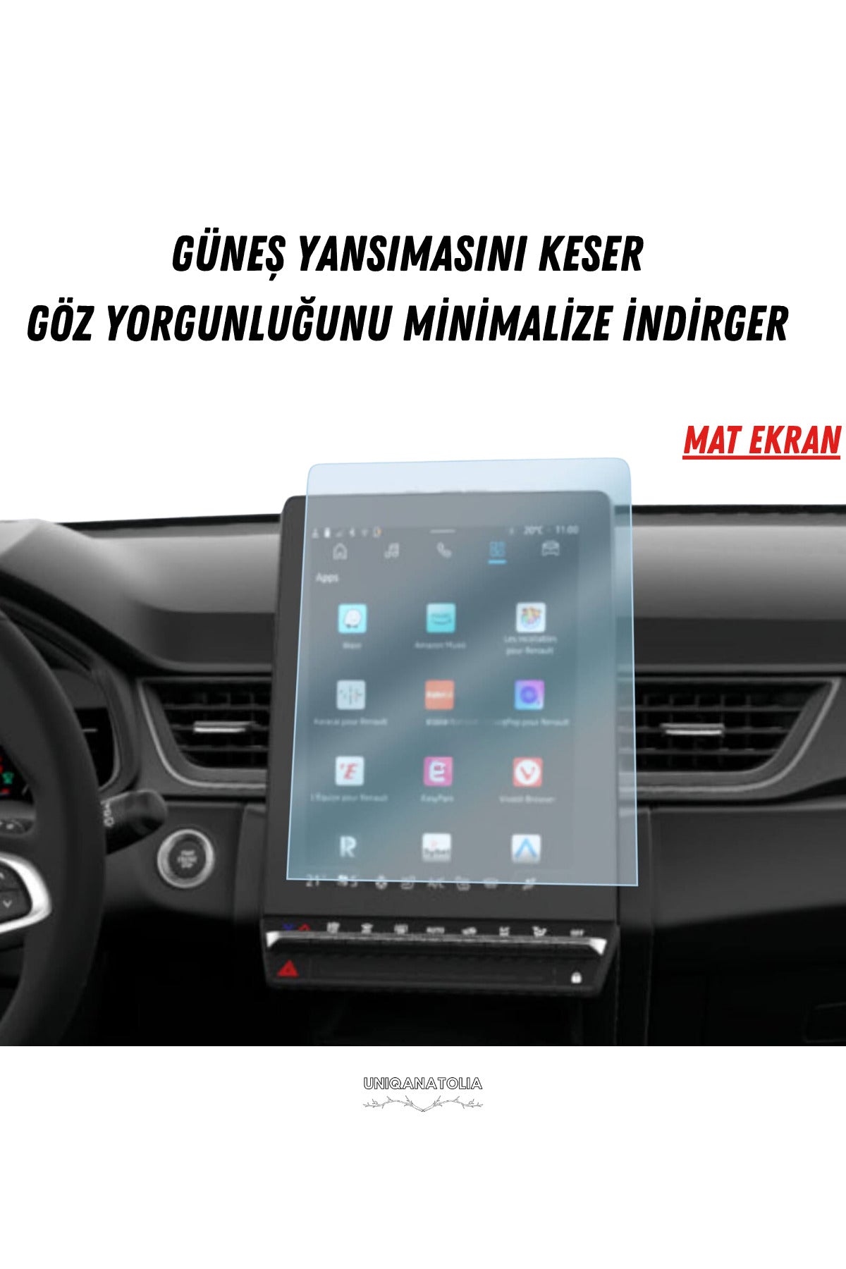 Renault Captur 2026 Navigasyon ve Multimedya Uyumlu Mat Ekran Koruyucu