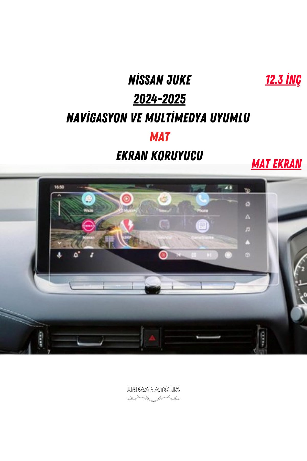 Nissan Juke 2024-2025 Navigasyon ve Multimedya Uyumlu Mat Ekran Koruyucu