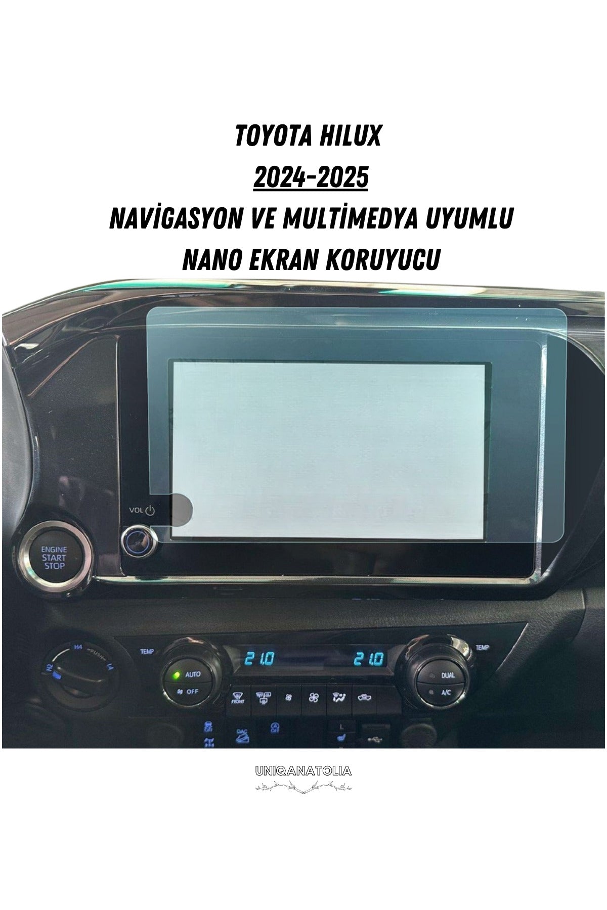Toyota Hilux 2024-2025 Navigasyon ve Multimedya Uyumlu Mat Ekran Koruyucu