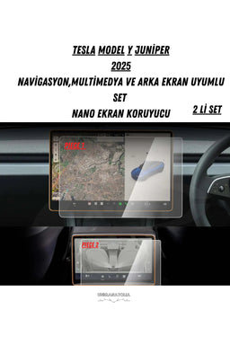 Tesla Model Y Juniper Multimedya ve Arka Ekran Set Nano Ekran Koruyucu