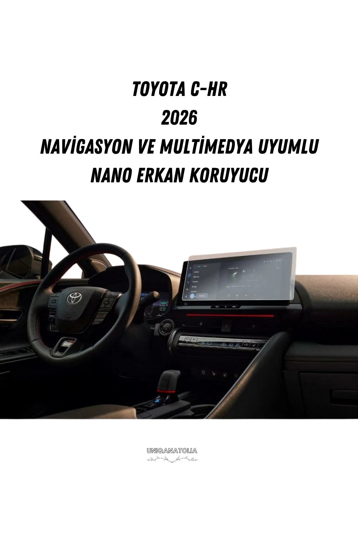 Toyota CHR 2026 Navigasyon ve Multimedya Uyumlu Mat Ekran Koruyucu