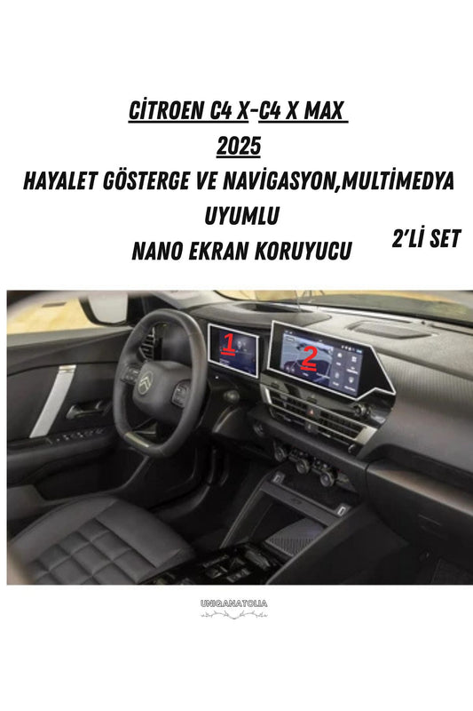 Citroen C4 X-C4 X Max 2025 Hayalet Gösterge ve Navigasyon Multimedya Uyumlu Set Nano Ekran Koruyucu