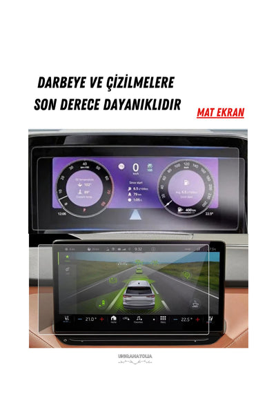 Skoda Kodiaq 2025-2026 Hayalet Ekran ve Multimedya Uyumlu Set Mat Ekran Koruyucu