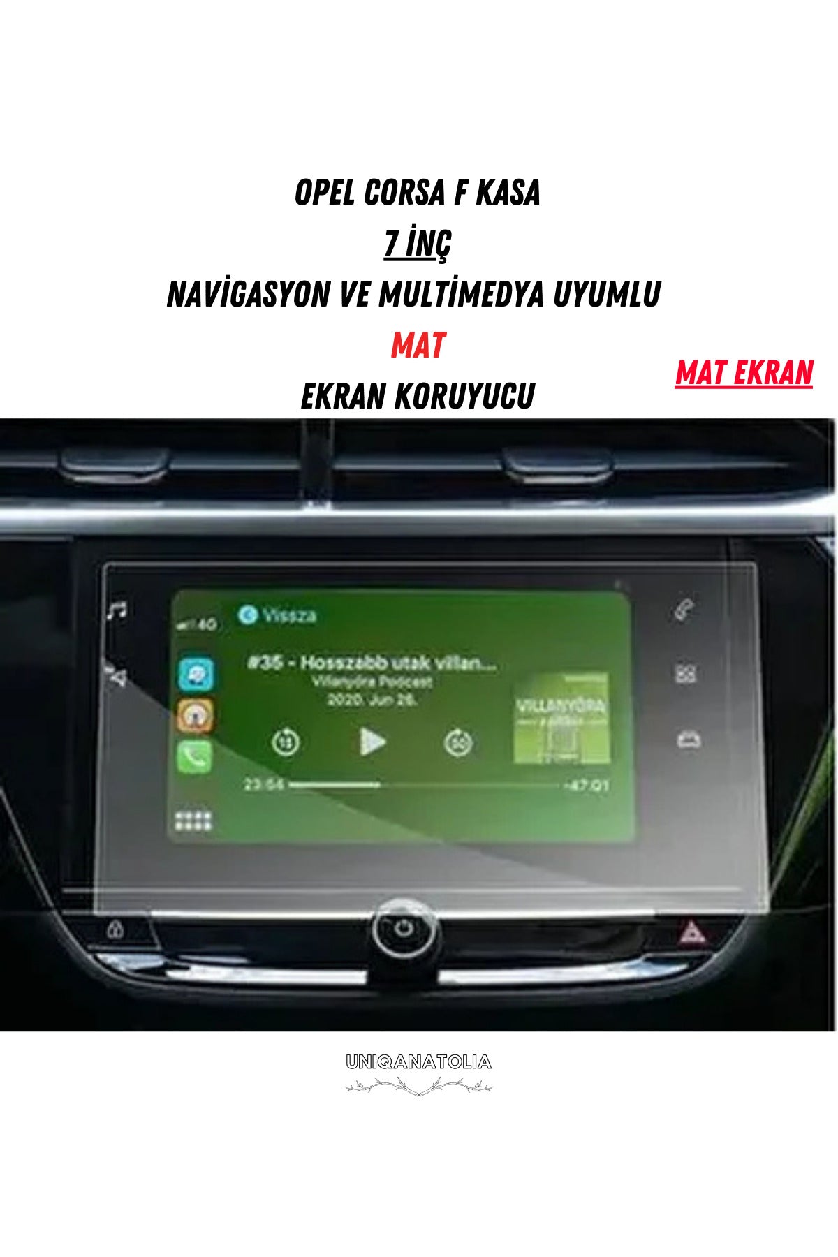 Opel Corsa F Kasa 7 inç Navigasyon ve Multimedya Uyumlu Mat Ekran Koruyucu