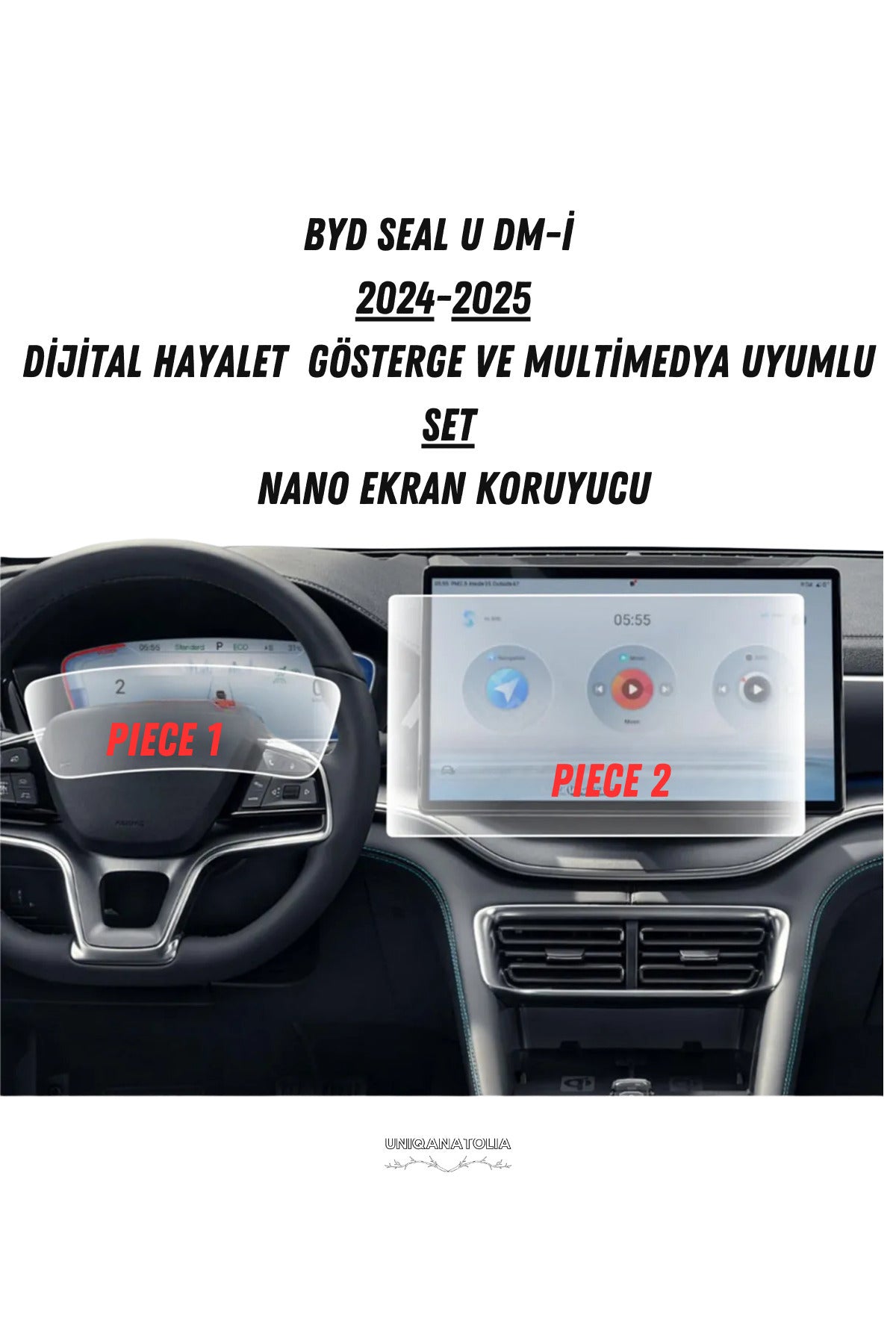 BYD SEAL U DM-İ 2024-2025 Hayalet Gösterge ve Multimedya Uyumlu Set Nano Ekran Koruyucu
