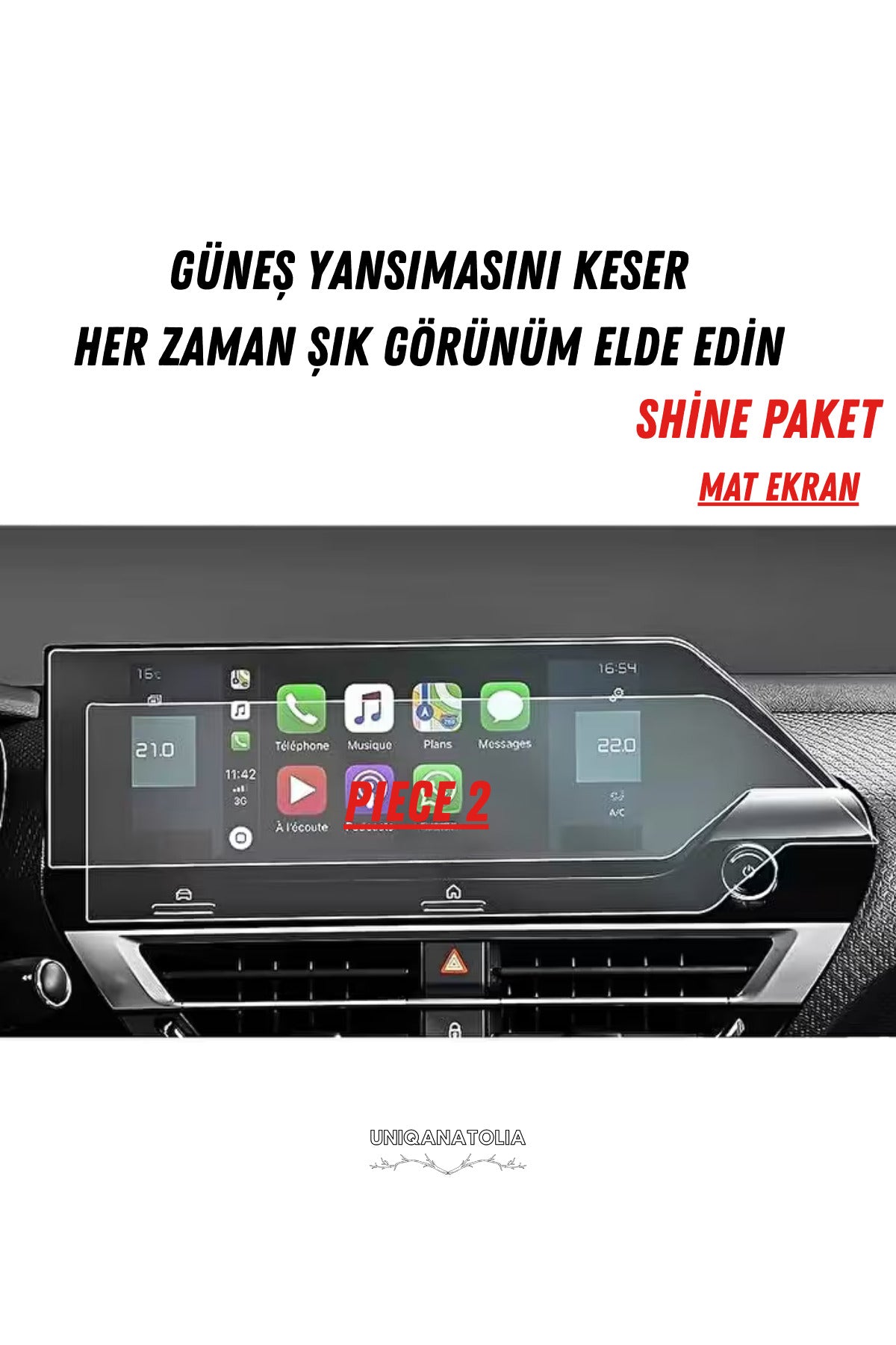 Citroen C4x Shine Paket Uyumlu Hayalet Ekran Ve Multimedya Mat Ekran Koruyucu
