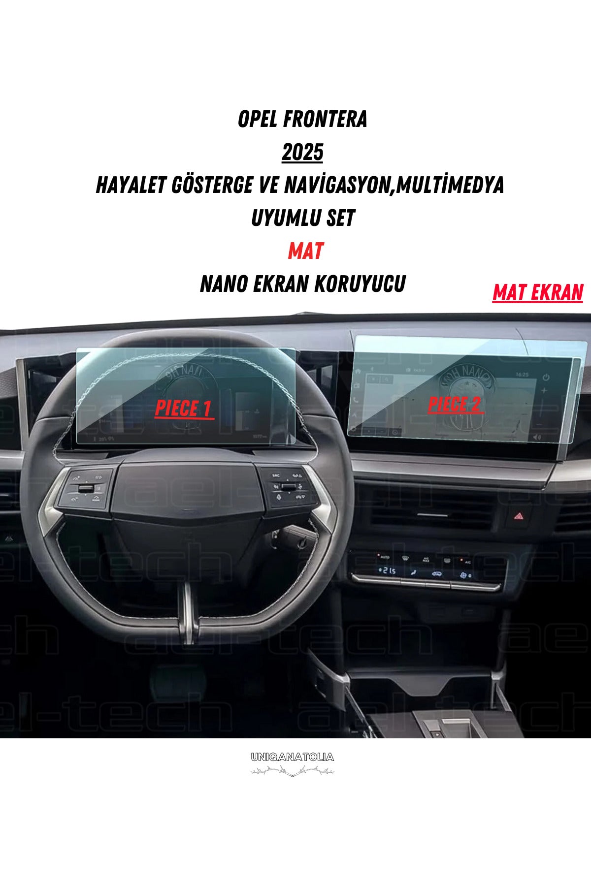 Opel Yeni Frontera 2025 Uyumlu Hayalet Gösterge ve Multimedya Uyumlu Set Mat Ekran Koruyucu