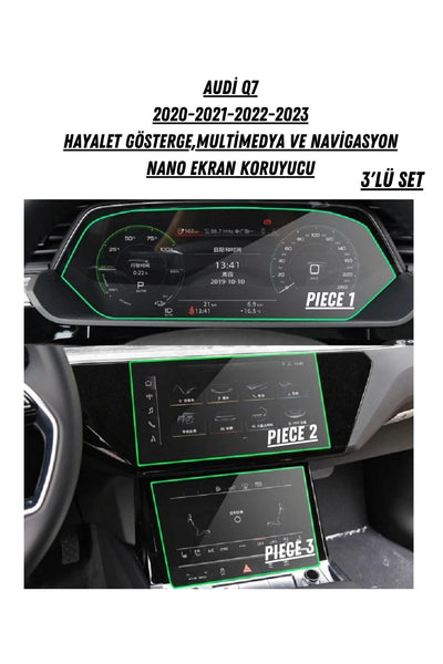 Audi Q7 2020-2023 Hayalet Gösterge Ve Multimedya Çift Ekran Uyumlu Nano Ekran Koruyucu