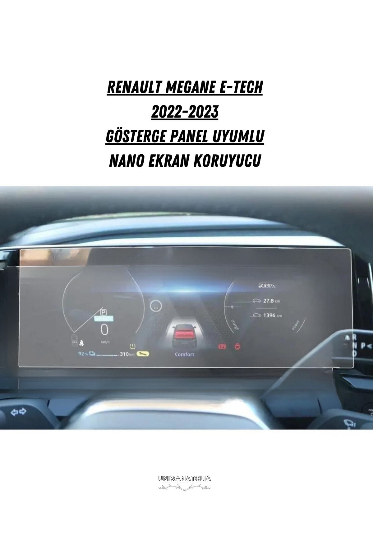 Renault Megane E-tech 2022 2023 Multimedya Ve Gösterge Panel Uyumlu Nano Ekran Koruyucu
