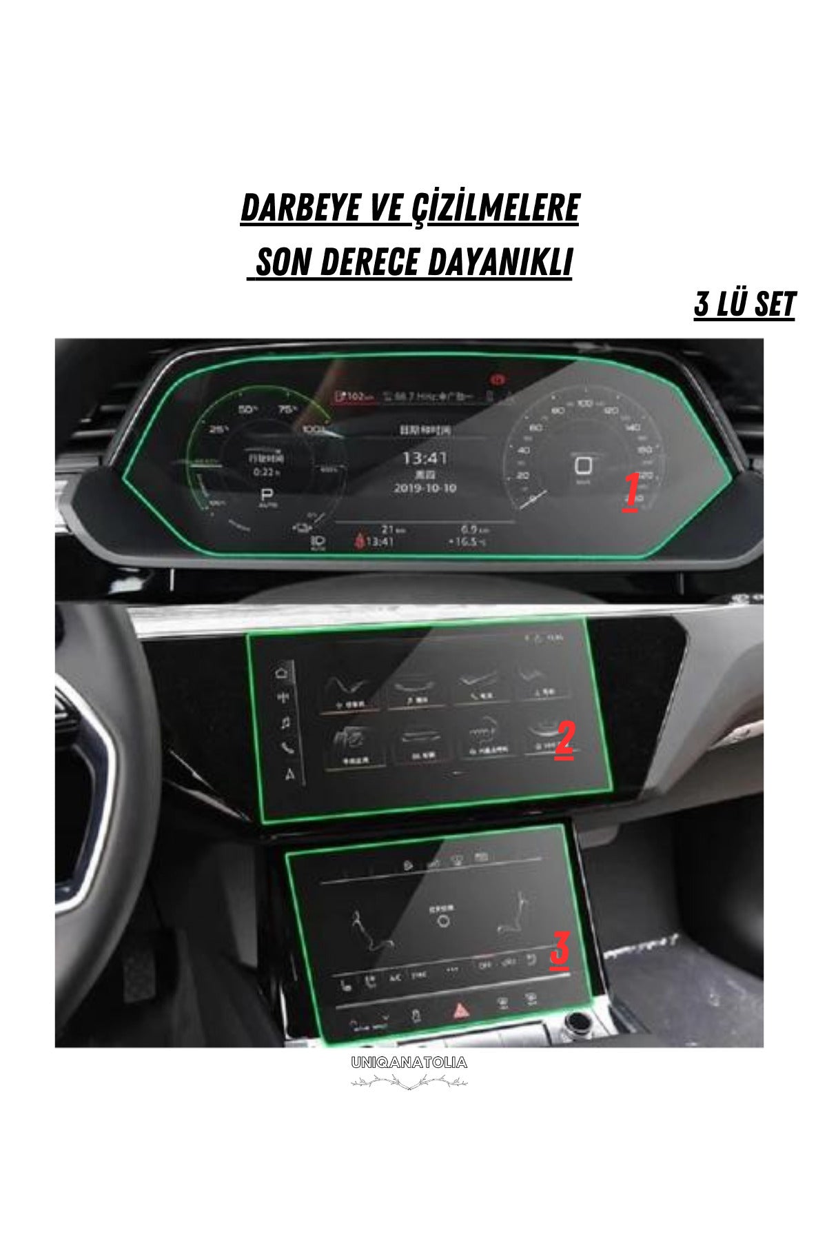 Audi E-tron 2022 2023 Gösterge Ve Multimedya Çift Ekran Uyumlu Nano Ekran Koruyucu
