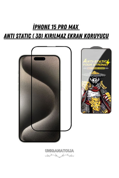 iPhone 15 Pro Max Antı-Statıc 3D Toz Tutmayan Kırılmaz Ekran Koruyucu