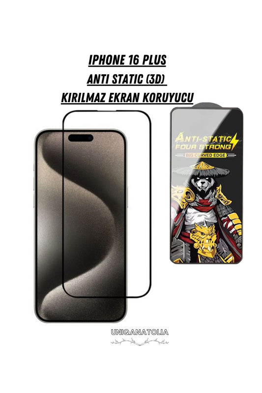iPhone 16 Plus Anti-Static 3D Toz Tutmayan Kırılmaz Ekran Koruyucu