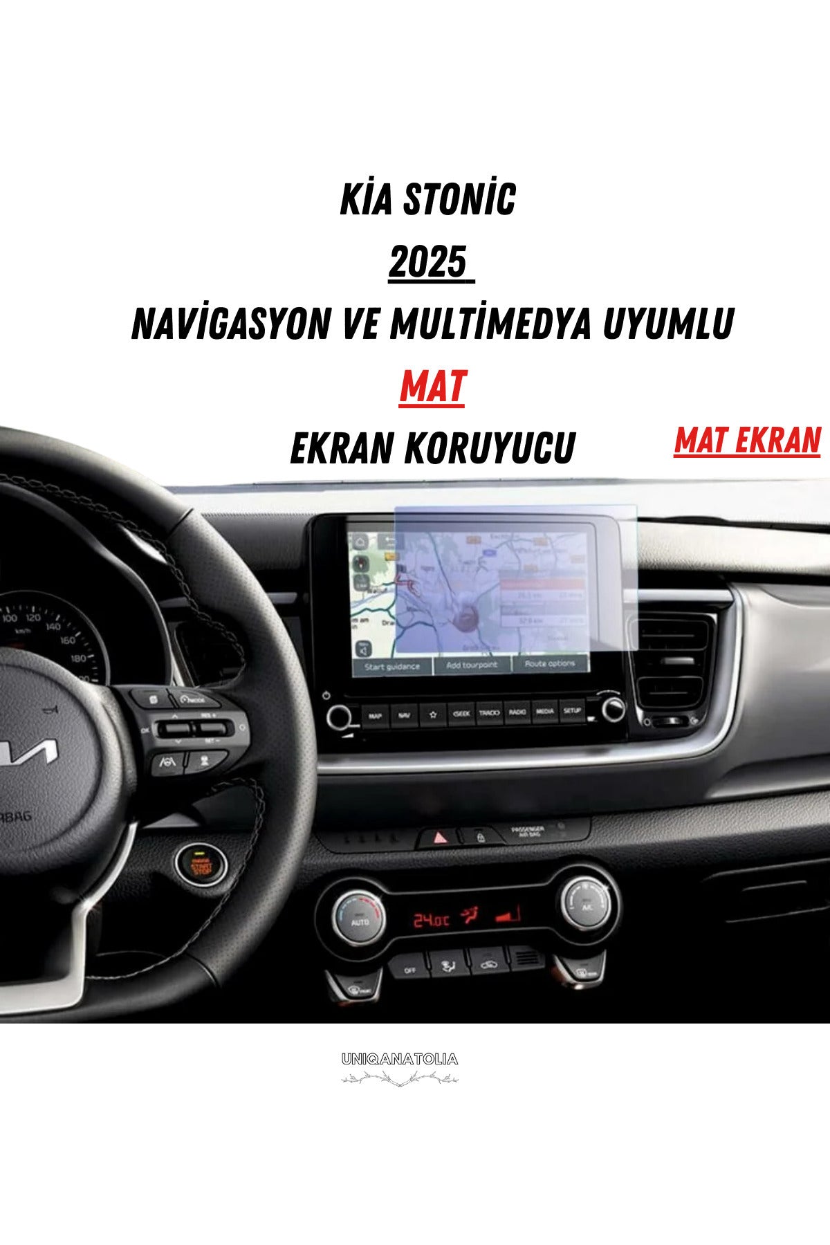 Kia Stonic 2025 Navigasyon ve Multimedya Uyumlu Mat Ekran Koruyucu