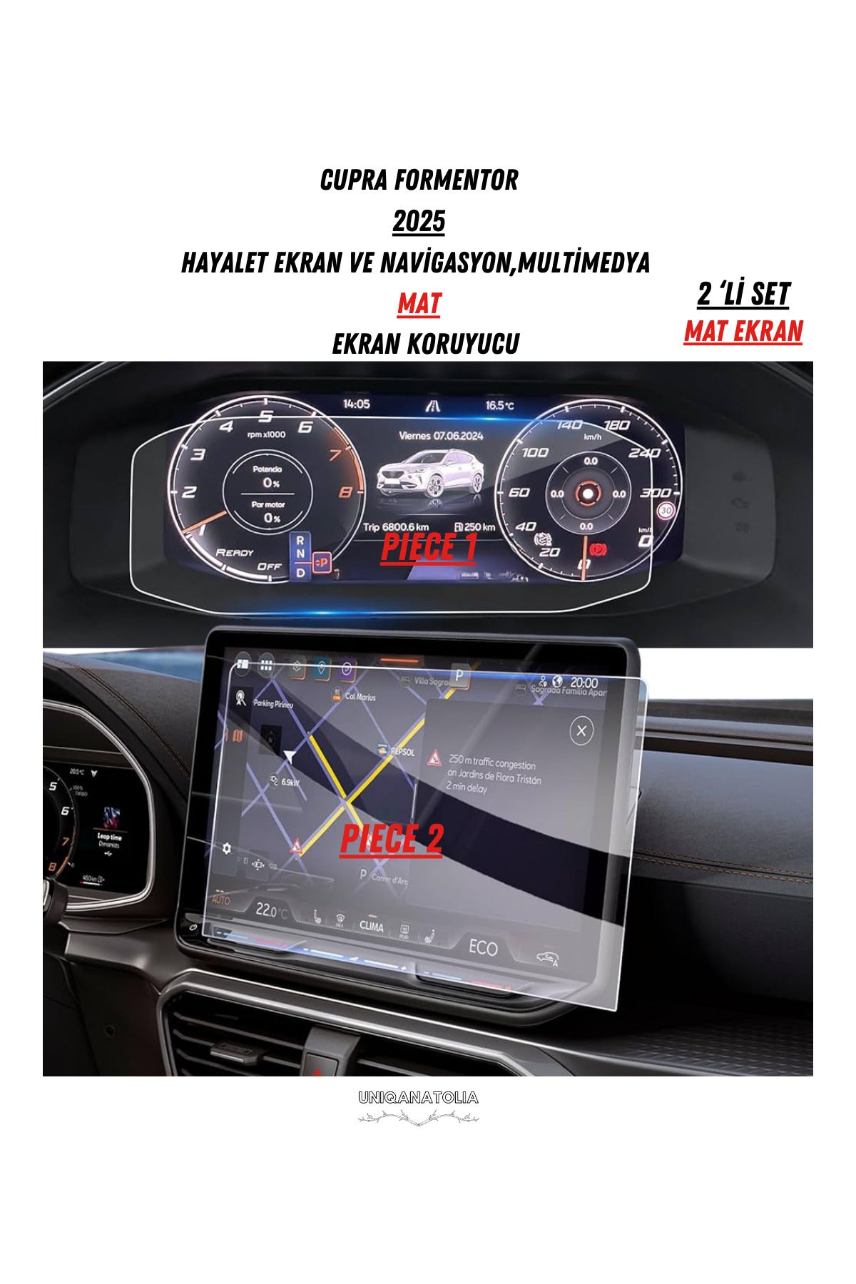 Cupra Formentor 2025 Hayalet Gösterge ve Multimedya Uyumlu Mat Ekran Koruyucu