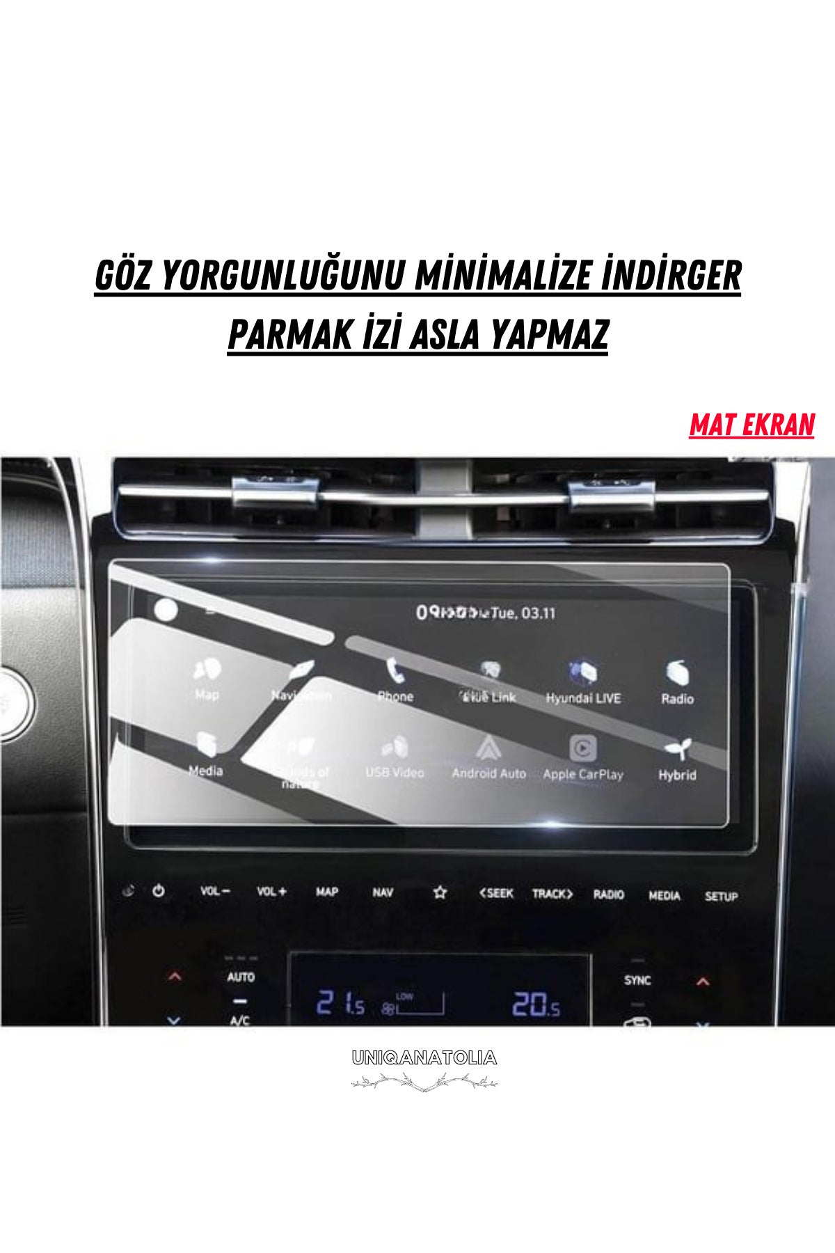 Hyundai Tucson 2021 Navigasyon ve Multimedya Uyumlu Mat Ekran Koruyucu