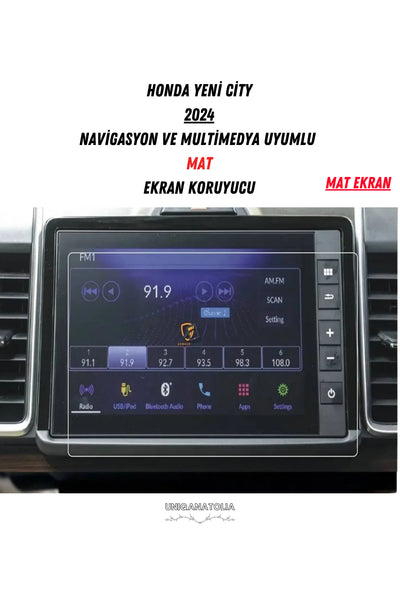 Honda Yeni City 2024 Navigasyon ve Multimedya Uyumlu Mat Ekran Koruyucu