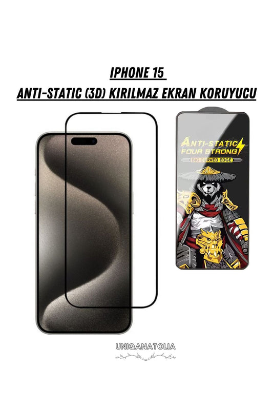 iPhone 15 Antı-Statıc 3D Toz Tutmayan Kırılmaz Ekran Koruyucu