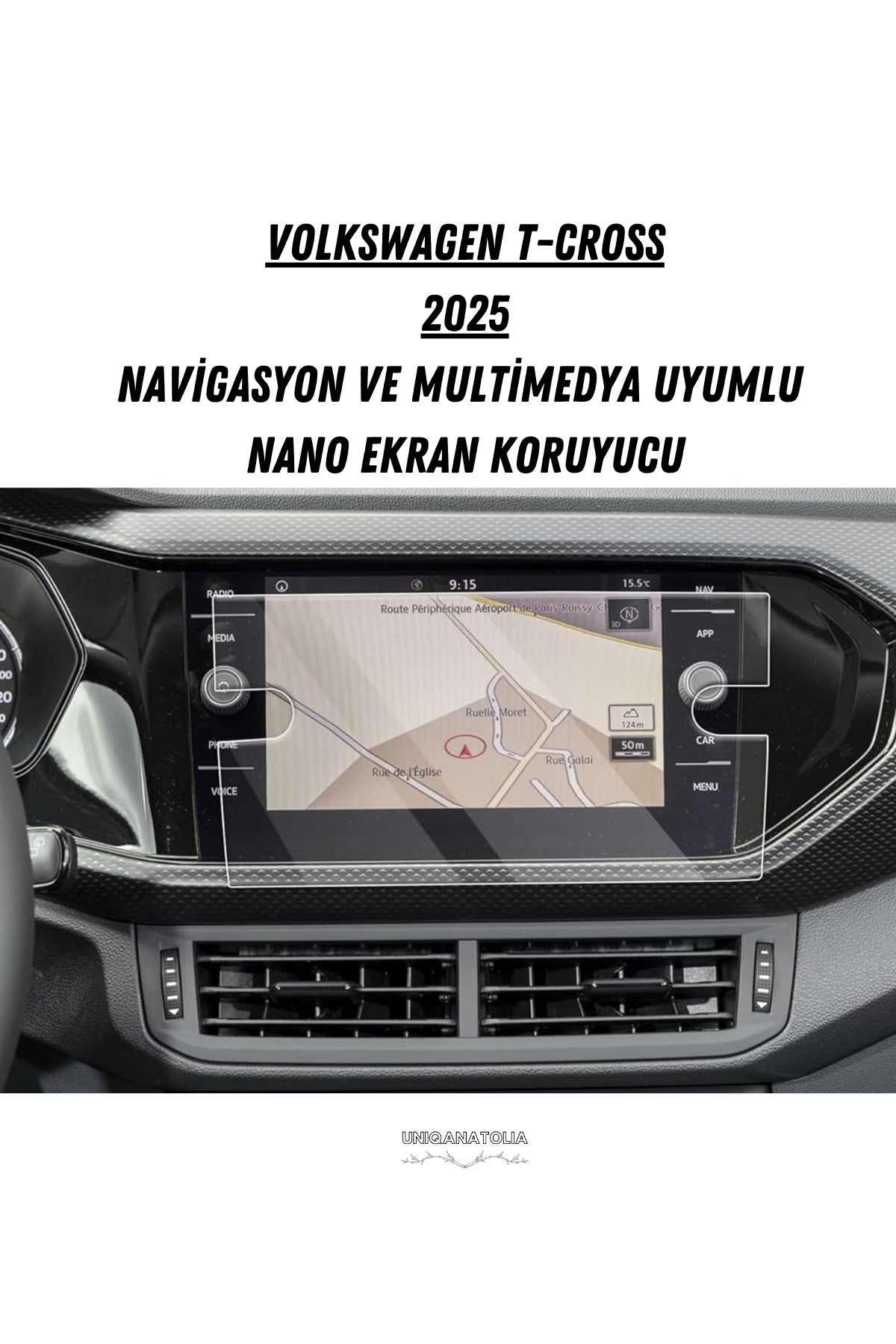 Volkswagen T-Cross Navigasyon ve Multimedya Uyumlu Mat Ekran Koruyucu
