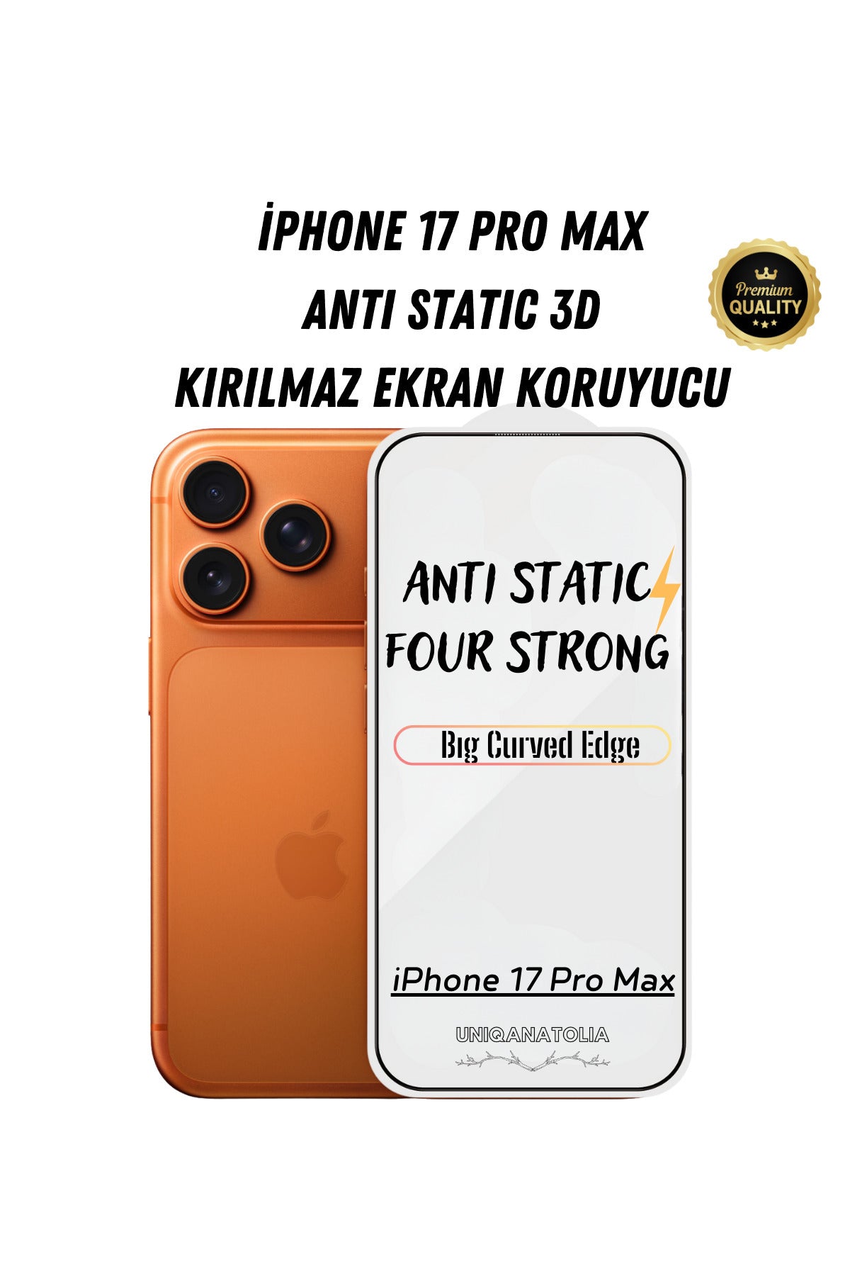 iPhone 17 Pro Max Anti-Static 3D Toz Tutmayan Kırılmaz Ekran Koruyucu