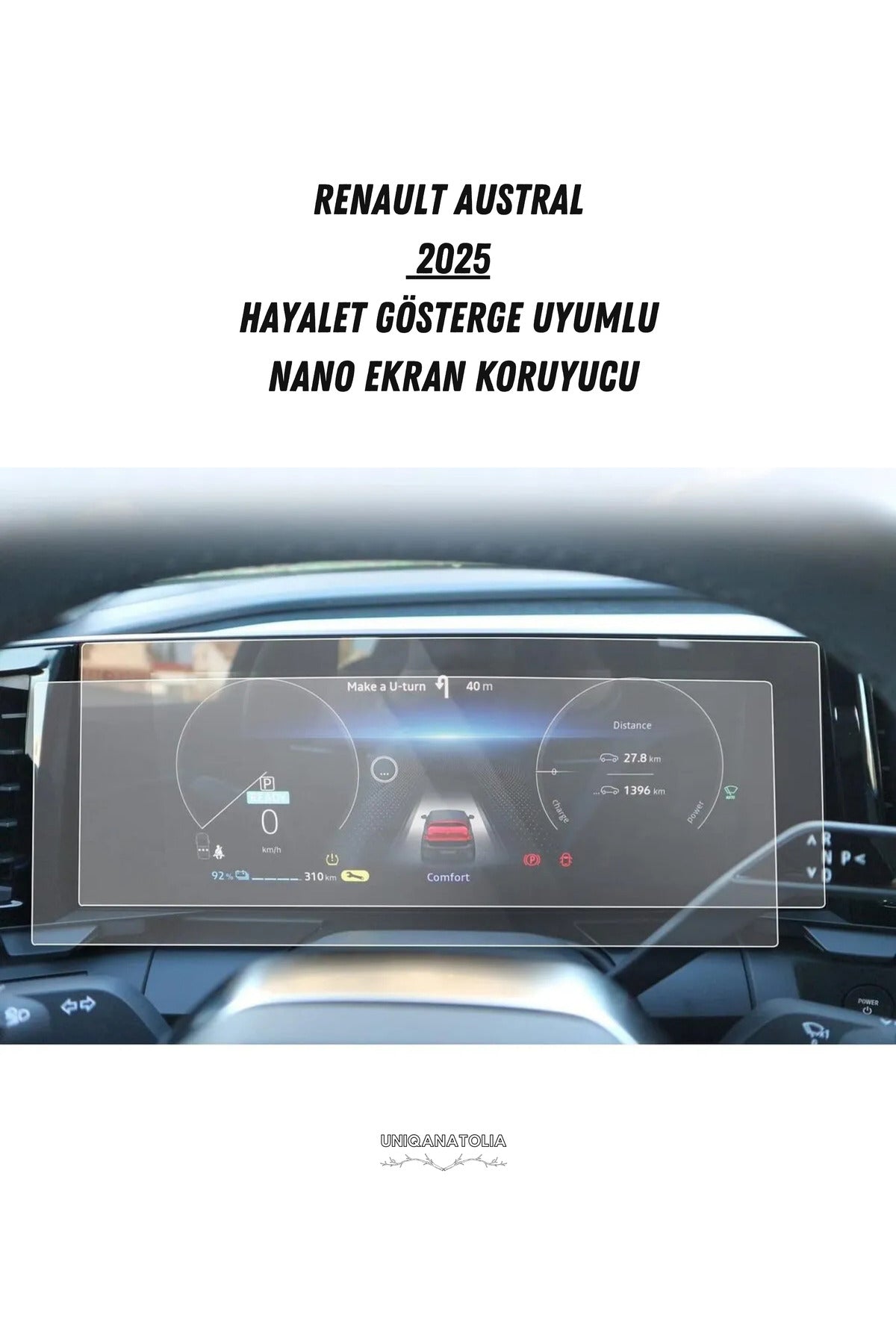 Renault Austral 2023-2024 Hayalet Gösterge Ve Multimedya Uyumlu Set Mat Ekran Koruyucu