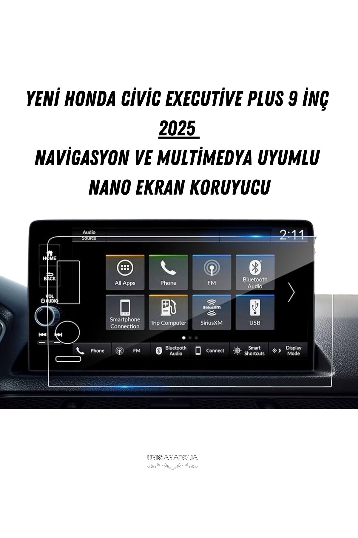 Honda Civic Executive Plus 2025 Navigasyon ve Multimedya Uyumlu Nano Ekran Koruyucu