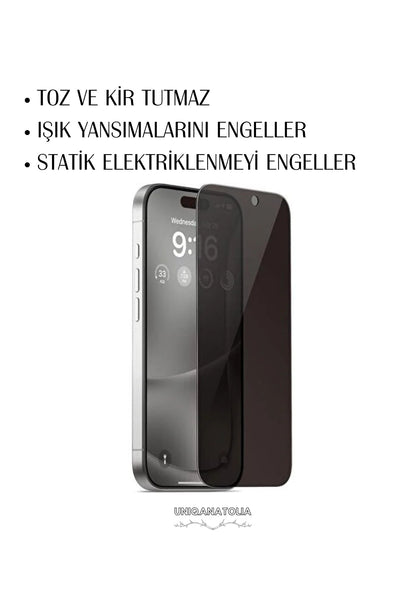 iPhone 17 Air Anti-Static 3D Prıvacy Hayalet Toz Tutmayan Kırılmaz Ekran Koruyucu