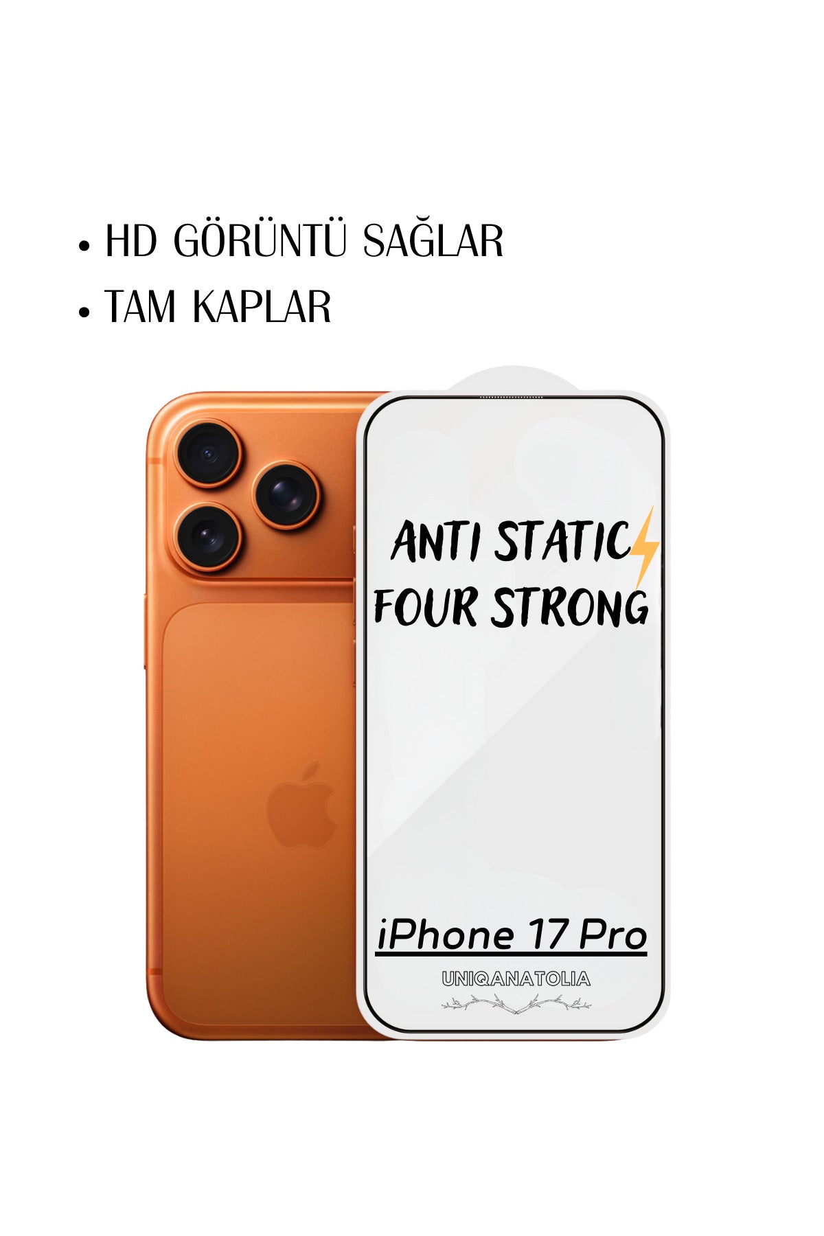 iPhone 17 Pro Anti-Static 3D Toz Tutmayan Kırılmaz Ekran Koruyucu