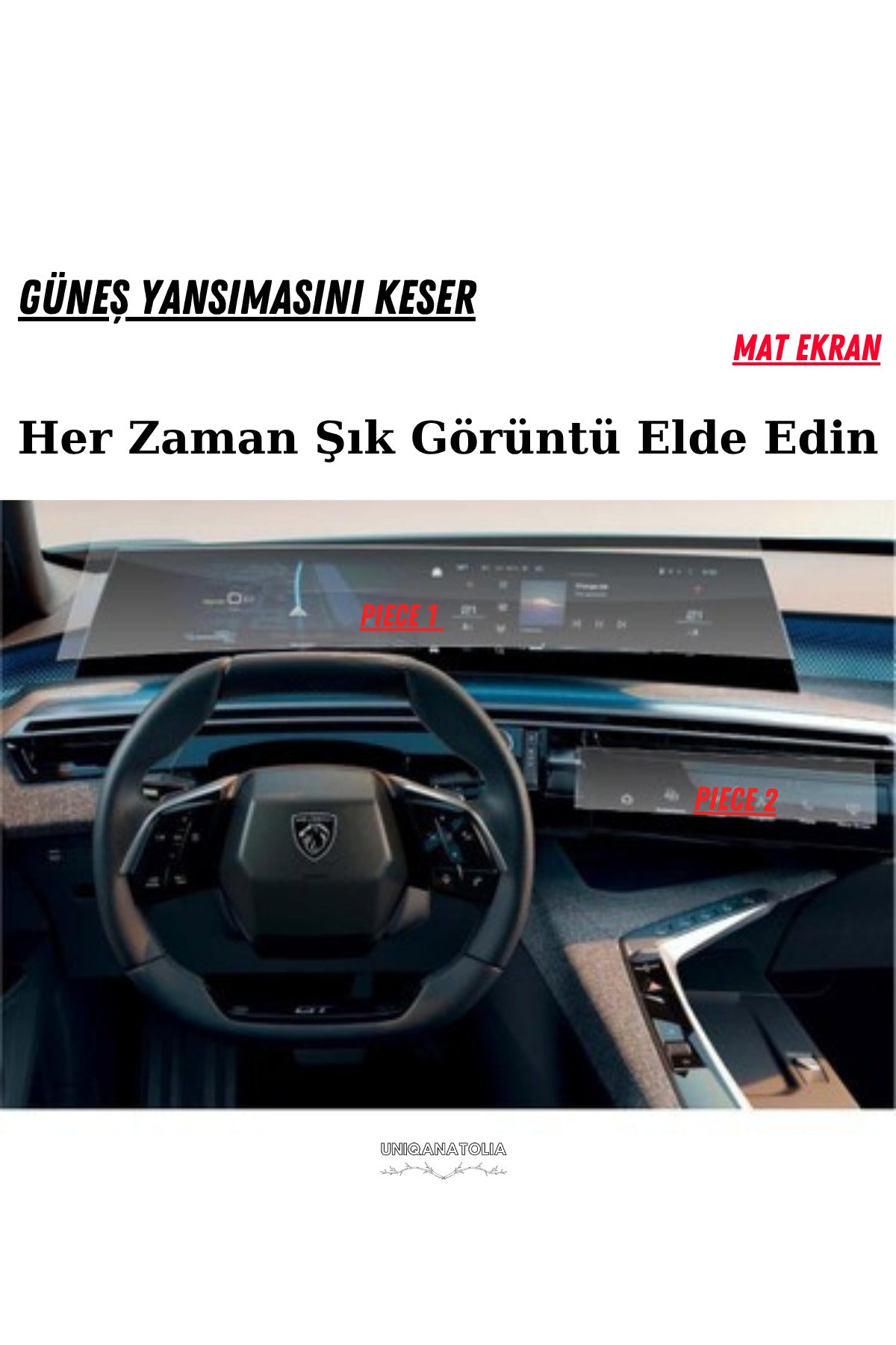 Peugeot 3008 Panoramik i-Cockpıt Multimedya ve Klima Konsol Uyumlu Mat Ekran Koruyucu