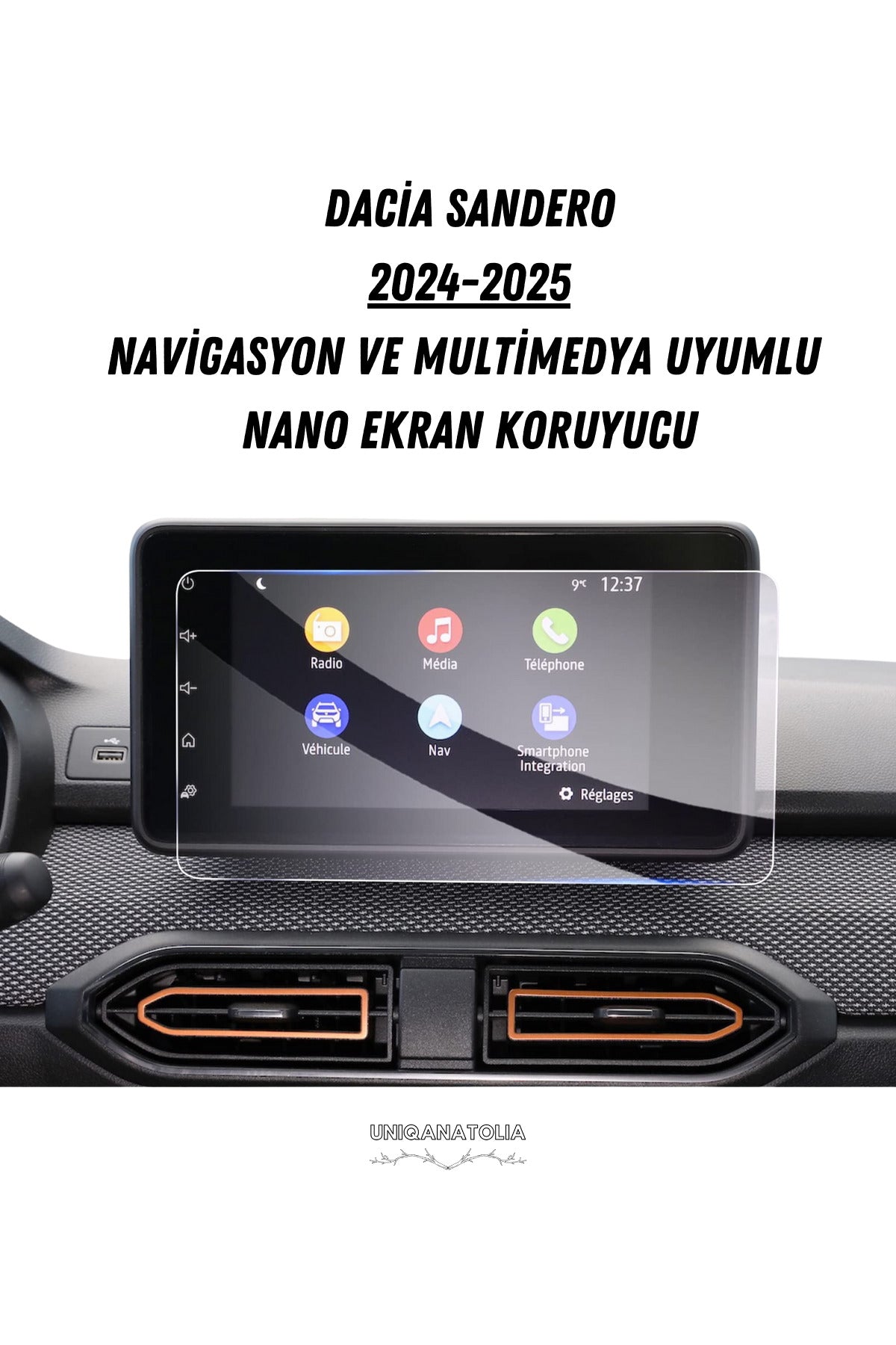 Dacia Sandero 2024-2025 Navigasyon Ve Multimedya Uyumlu Nano Ekran Koruyucu