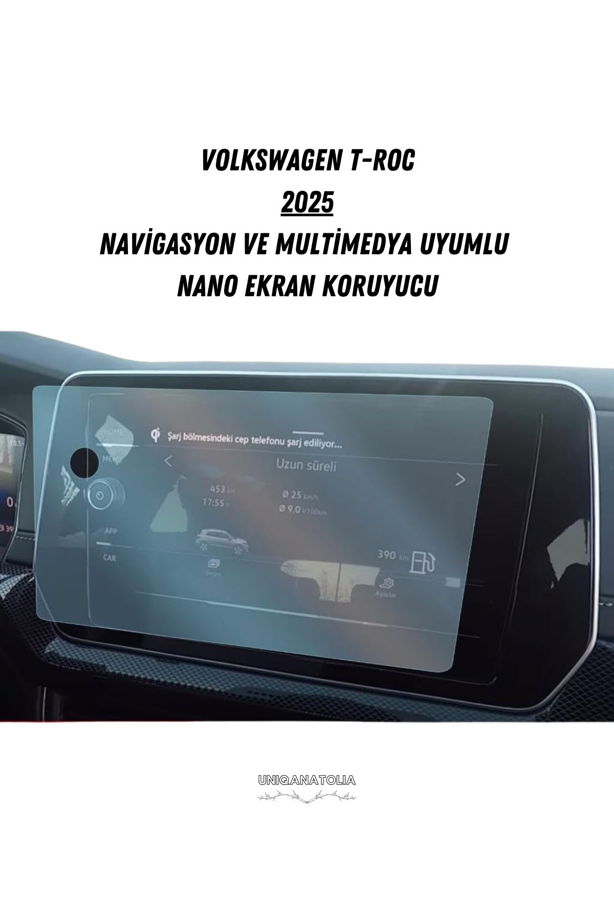 Volkswagen T-Roc 2025 Navigasyon ve Multimedya Uyumlu Mat Ekran Koruyucu