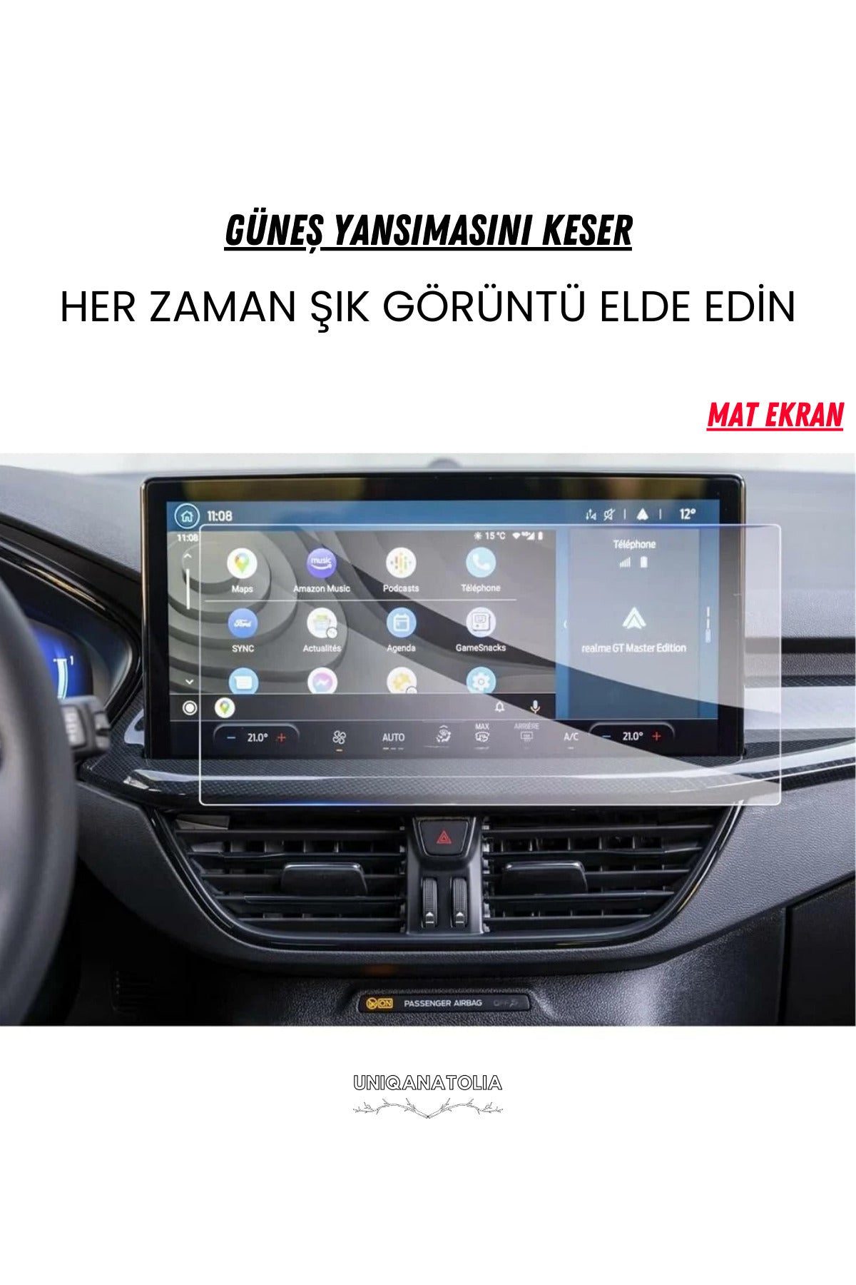 Ford Focus 2023-2024 Navigasyon ve Multimedya Uyumlu Mat Ekran Koruyucu