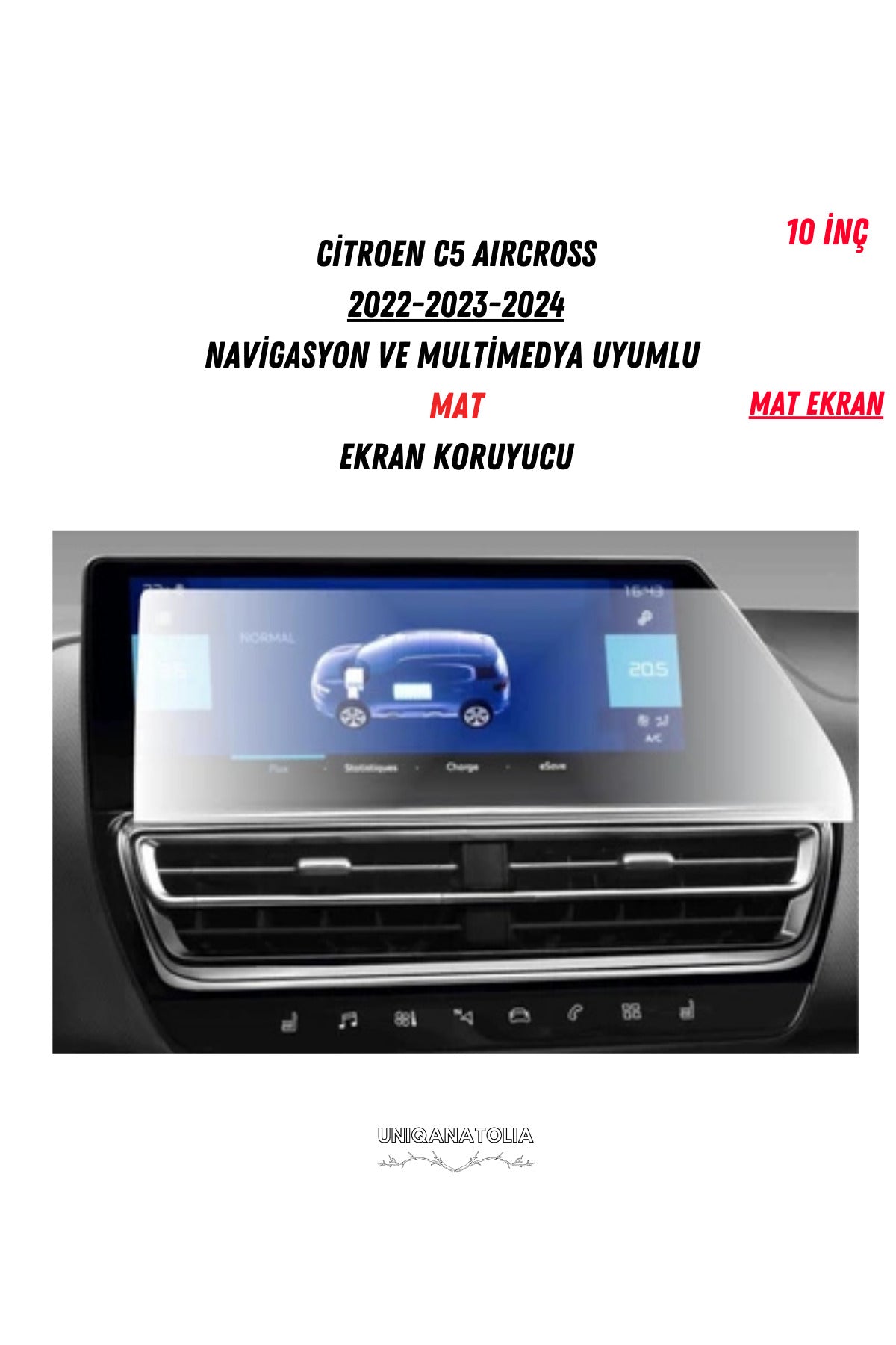 Citroen C5 Aircross 2022-2024 Navigasyon ve Multimedya Uyumlu Mat Ekran Koruyucu