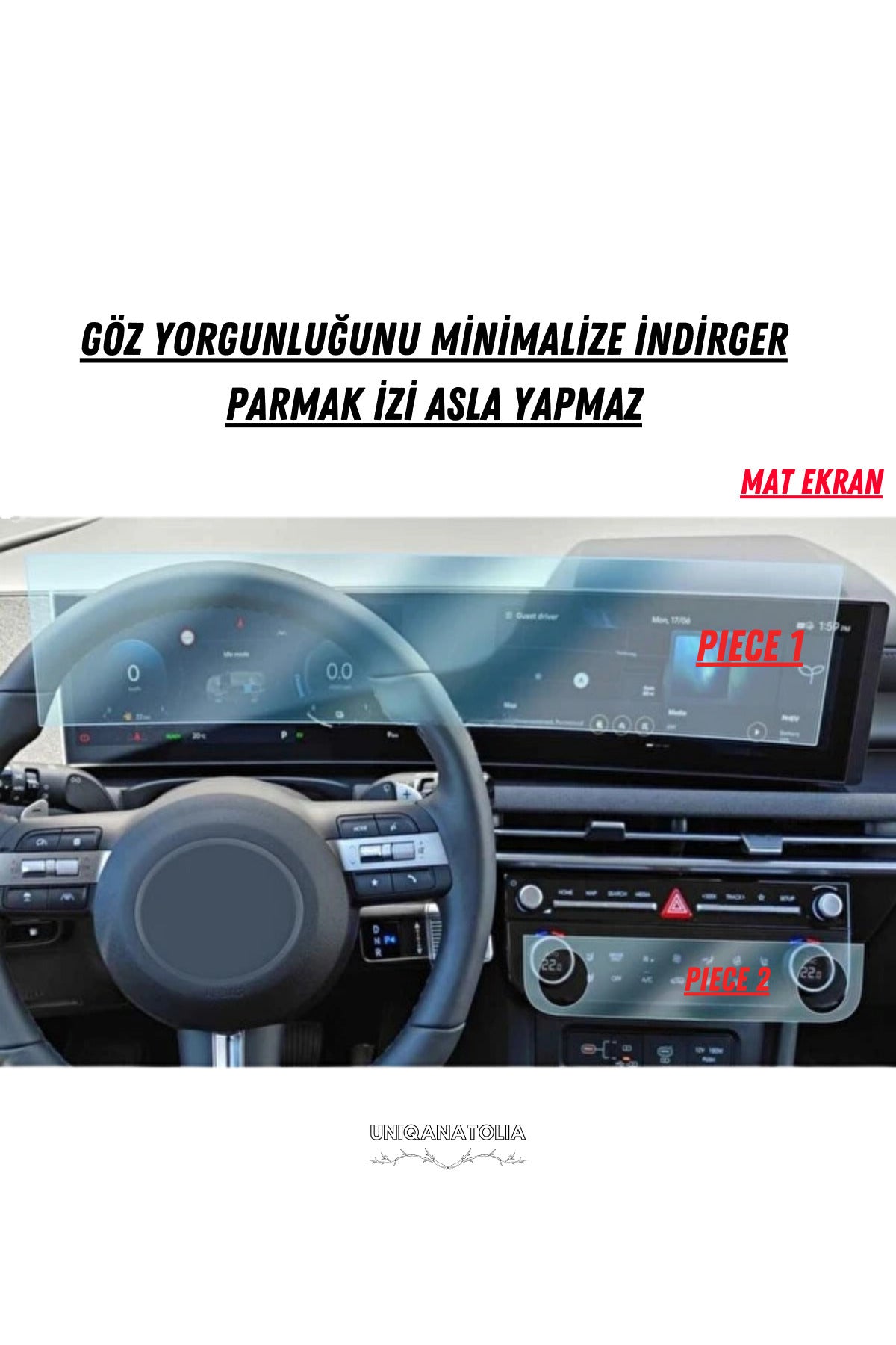 Hyundai Yeni Tucson 2025 Gösterge Panel ve Bilgi Ekranı Uyumlu Mat Ekran Koruyucu