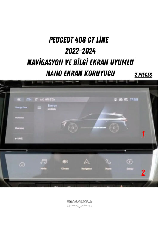 Peugeot 408 Gt Line Navigasyon Ve Bilgi Ekran Uyumlu Nano Ekran Koruyucu