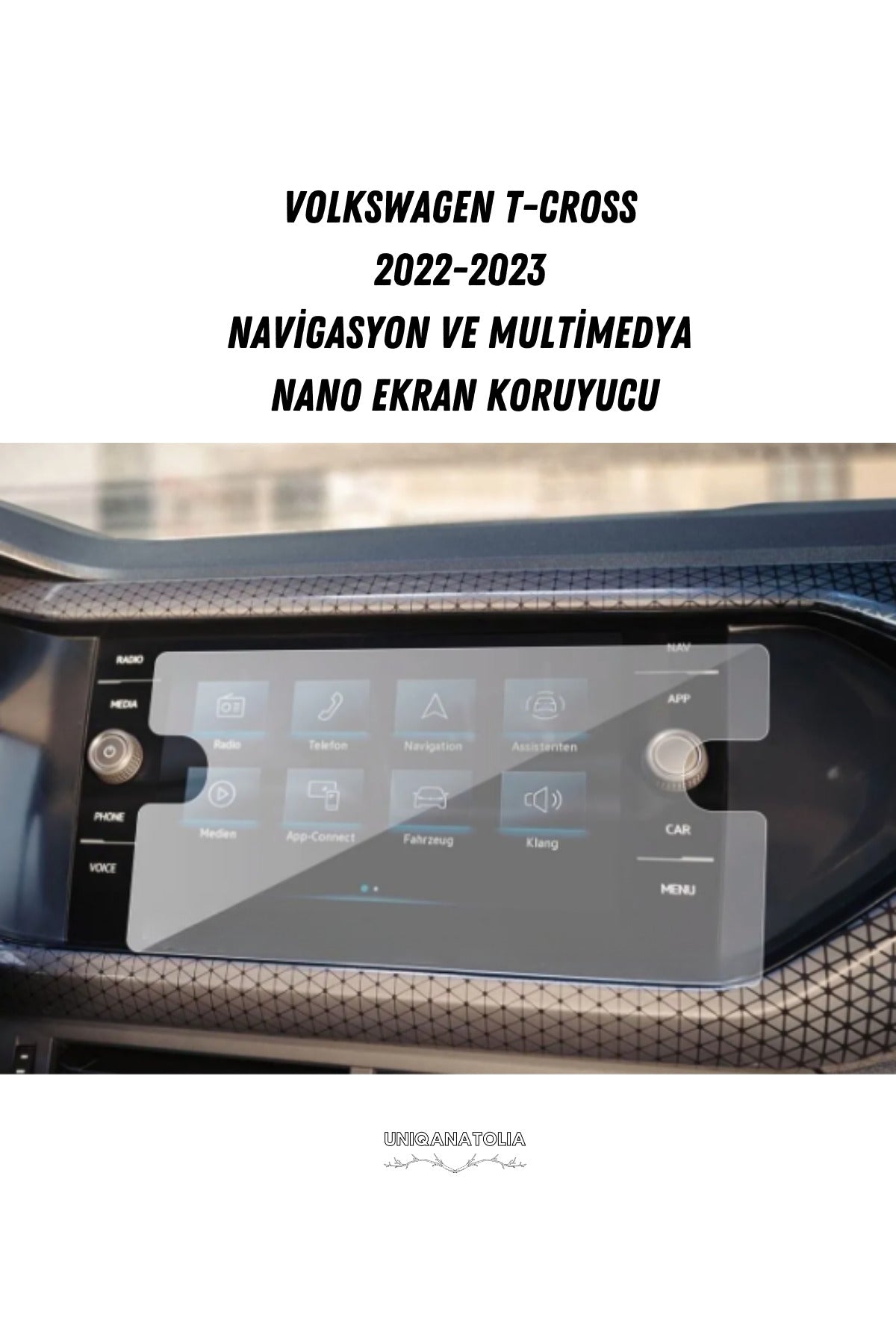 Volkswagen T-Cross 2022-2023 Navigasyon ve Multimedya Uyumlu Mat Ekran Koruyucu