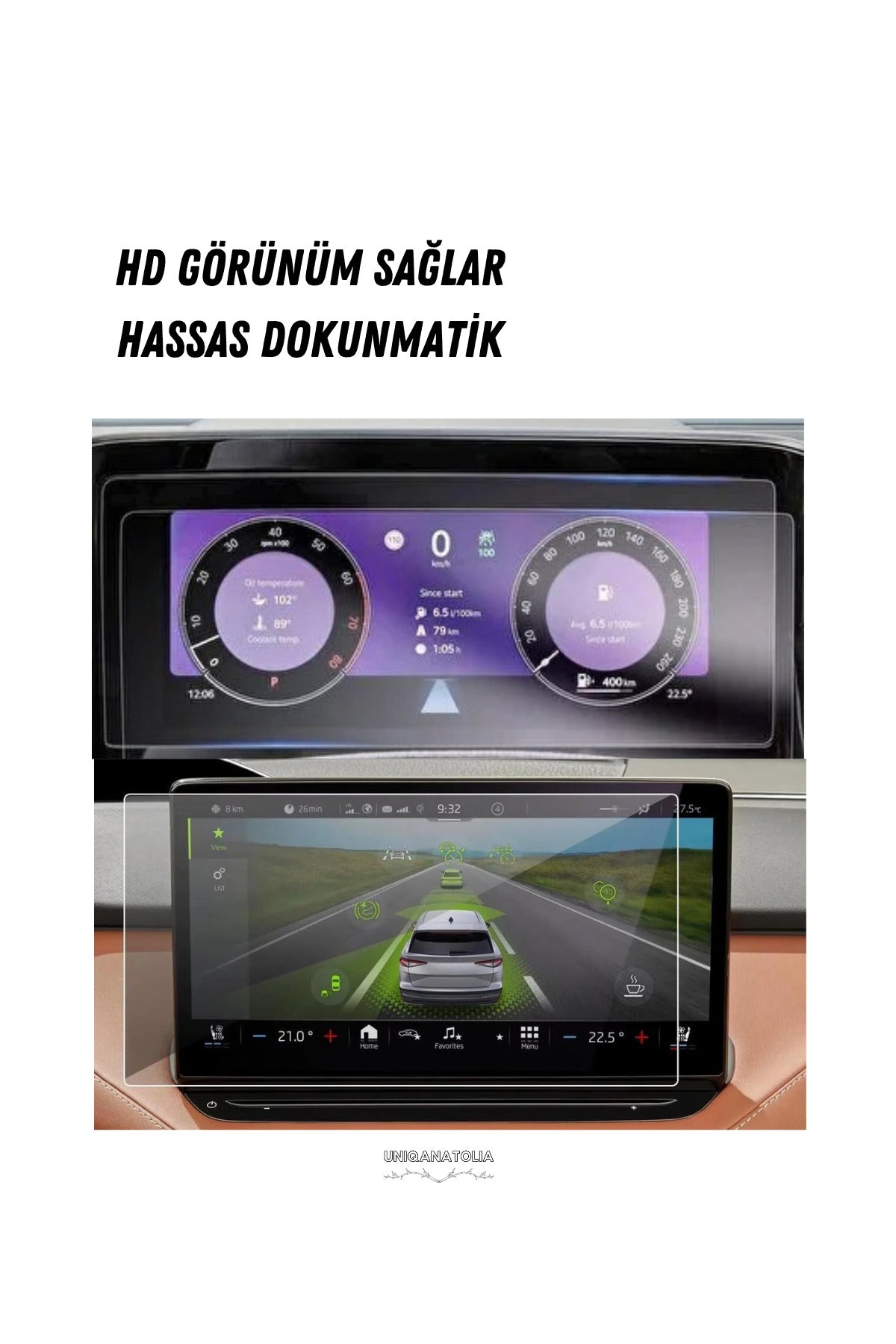 Skoda Kodiaq 2025-2026 Hayalet Ekran ve Multimedya Uyumlu Set Nano Ekran Koruyucu
