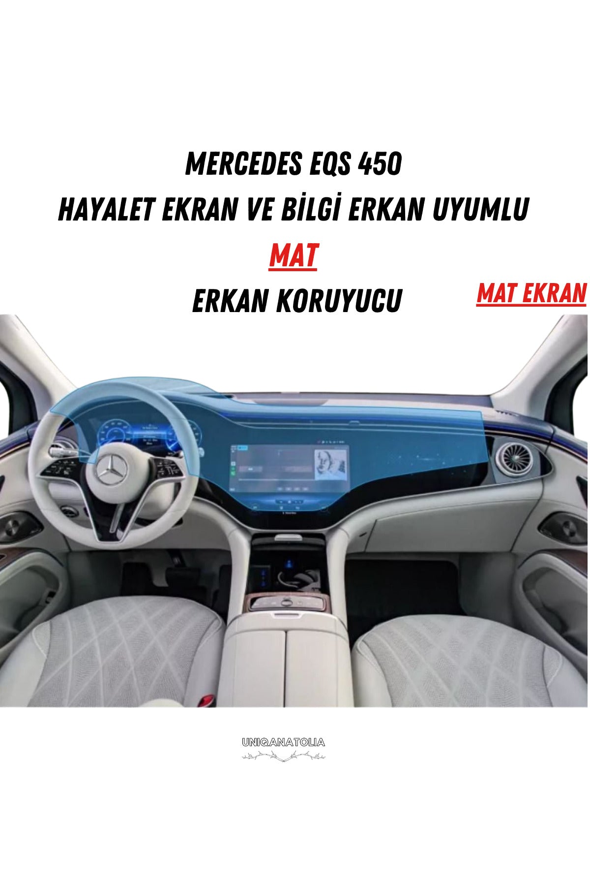 Mercedes EQS 450 Hayalet ve Bilgi Ekran Uyumlu Mat Ekran Koruyucu