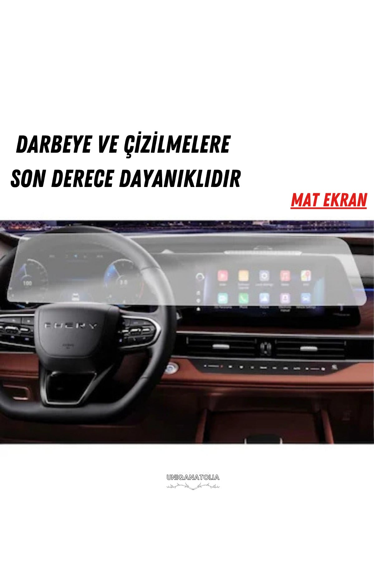 Chery Yeni Tıggo 7 Multimedya ve Yolcu Ekran Uyumlu Mat Ekran Koruyucu