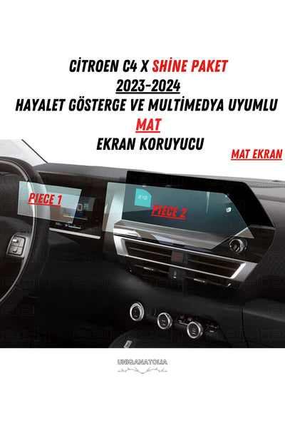 Citroen C4x Shine Paket Uyumlu Hayalet Ekran Ve Multimedya Mat Ekran Koruyucu