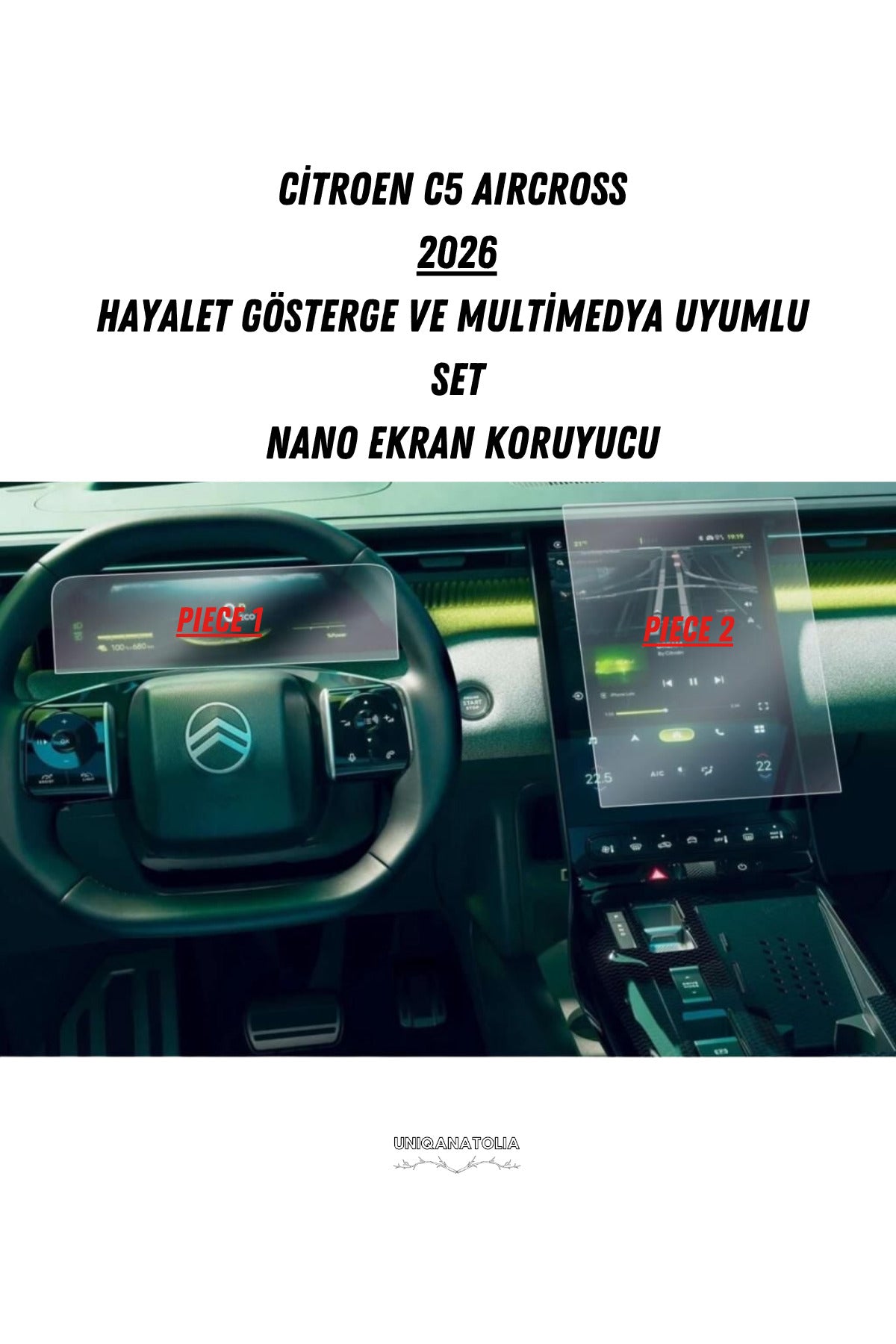 Citroen C5 Aircross 2026 Hayalet Gösterge ve Multimedya Uyumlu Set Nano Ekran Koruyucu