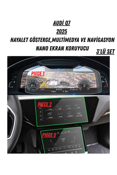 Audi Q7 2025 Hayalet Gösterge Ve Multimedya Çift Ekran Uyumlu Nano Ekran Koruyucu