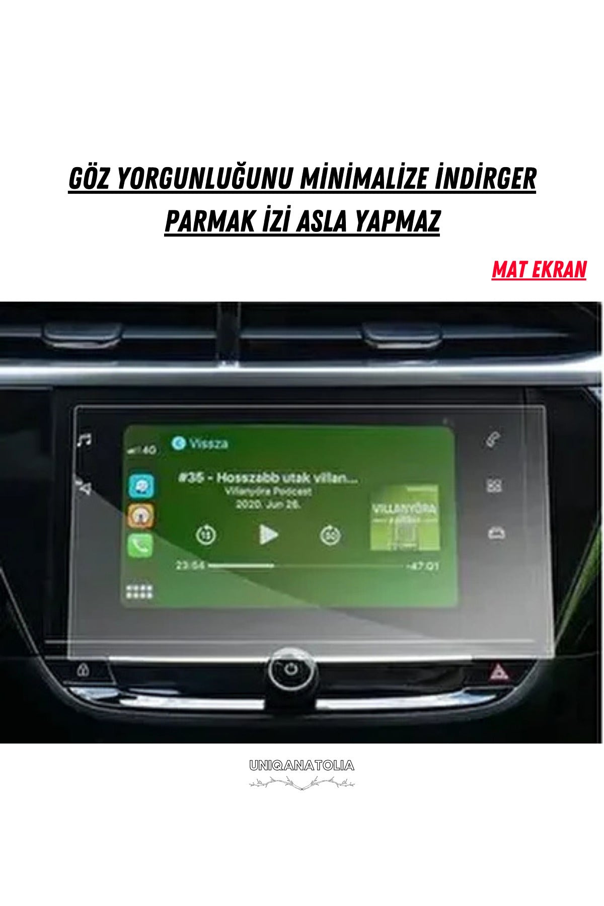 Opel Corsa F Kasa 7 inç Navigasyon ve Multimedya Uyumlu Mat Ekran Koruyucu