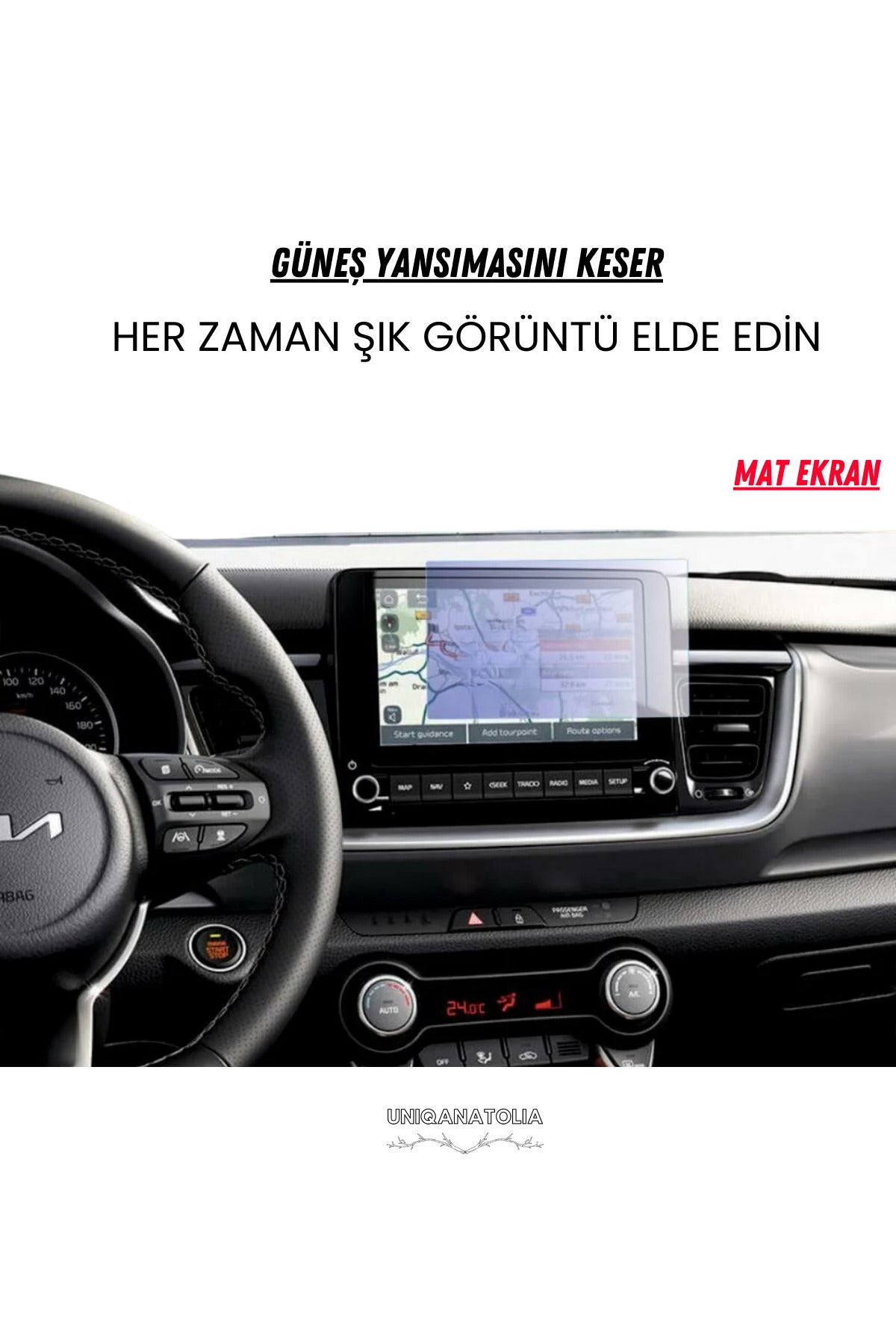 Kia Stonic 2023-2024 Navigasyon ve Multimedya Uyumlu Mat Ekran Koruyucu